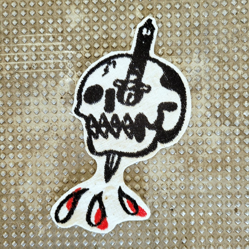 Écusson rare patch brodé "Knife in the eye" embroidered vintage - PUNK & COTON