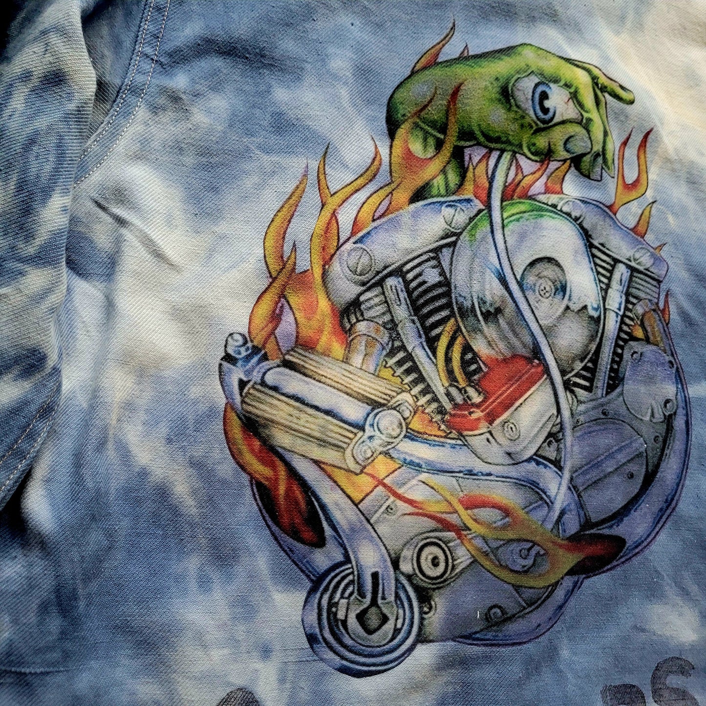 New French Workwear Jacket bleached in loving memory to the artist Pan signed by the Shop Punk and Coton