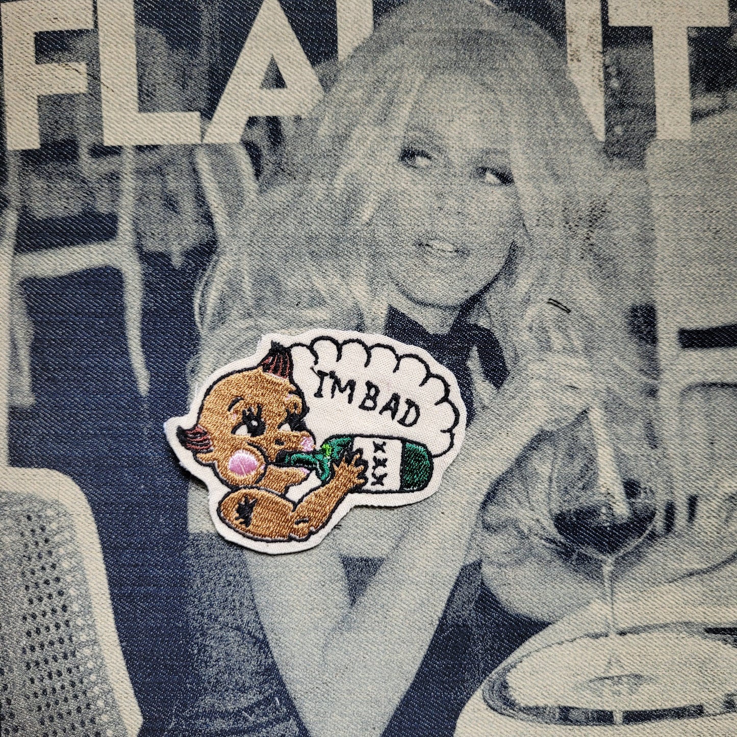 Patch Brodé "I'm Bad Baby" My Boy Punk and Coton SUR VIEUX TISSU COTON - PUNK & COTON