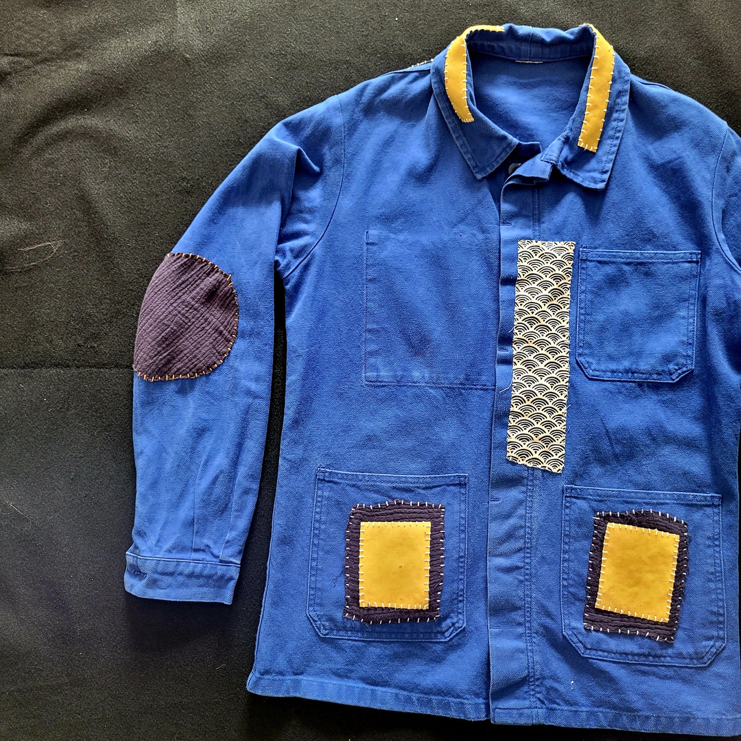 French Workwear 50s/60s THE TIGER and Sashiko Boro Handembroidery Jacket - PUNK & COTON