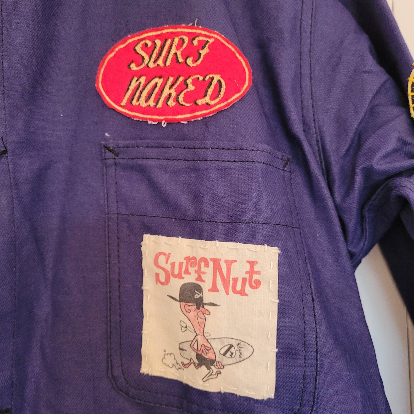 Hommage à Marc Cluzet, handpainted french 50's workwear jacket Wheels and Surf - L'Insoumis Clothing