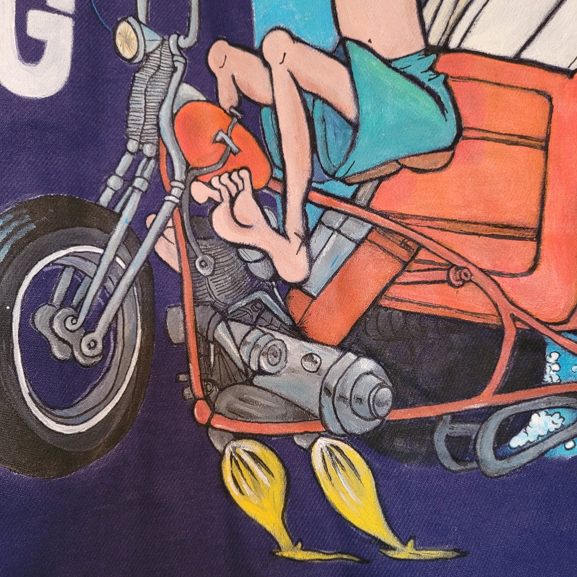 Hommage à Marc Cluzet, handpainted french 50's workwear jacket Wheels and Surf - L'Insoumis Clothing