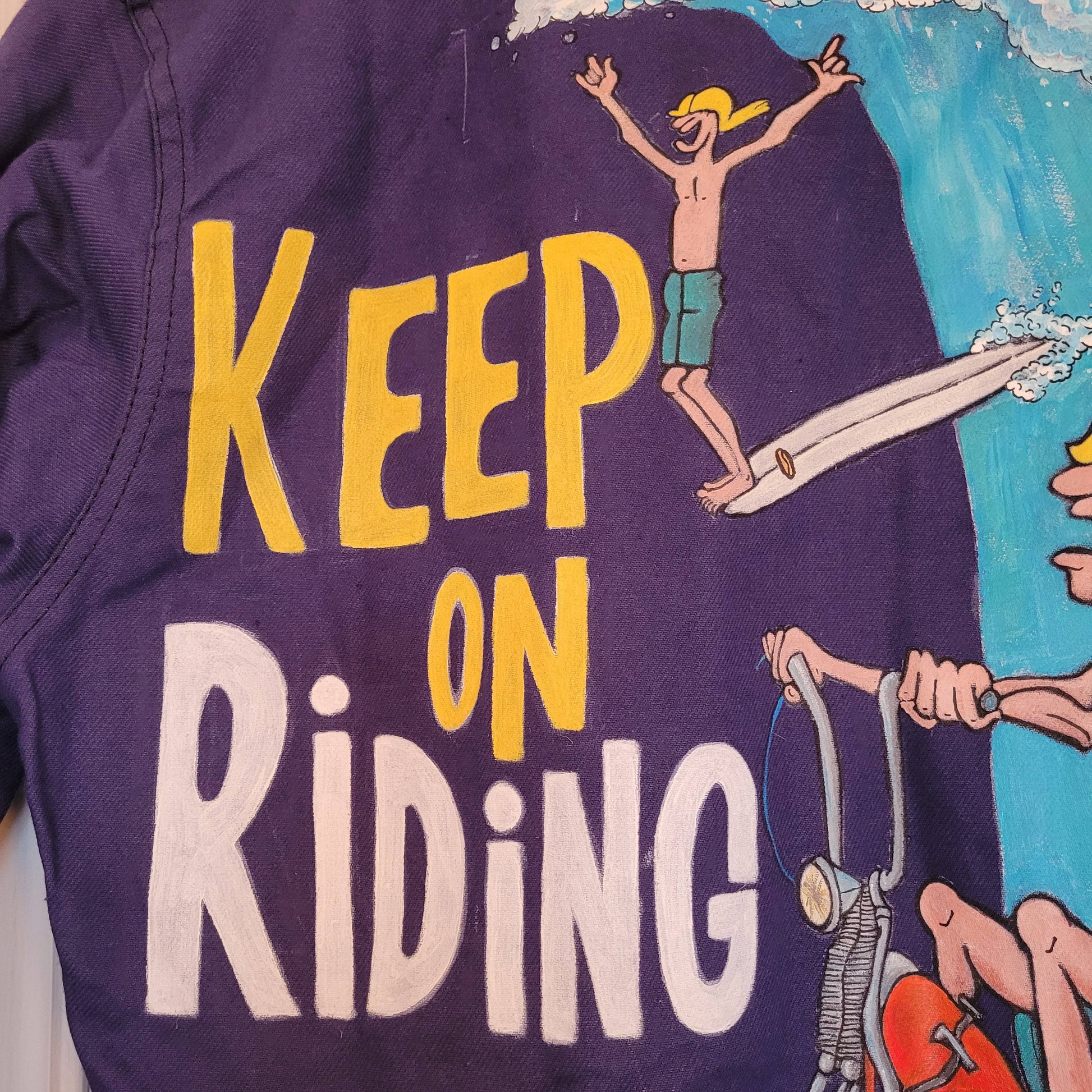 Hommage à Marc Cluzet, handpainted french 50's workwear jacket Wheels and Surf - L'Insoumis Clothing