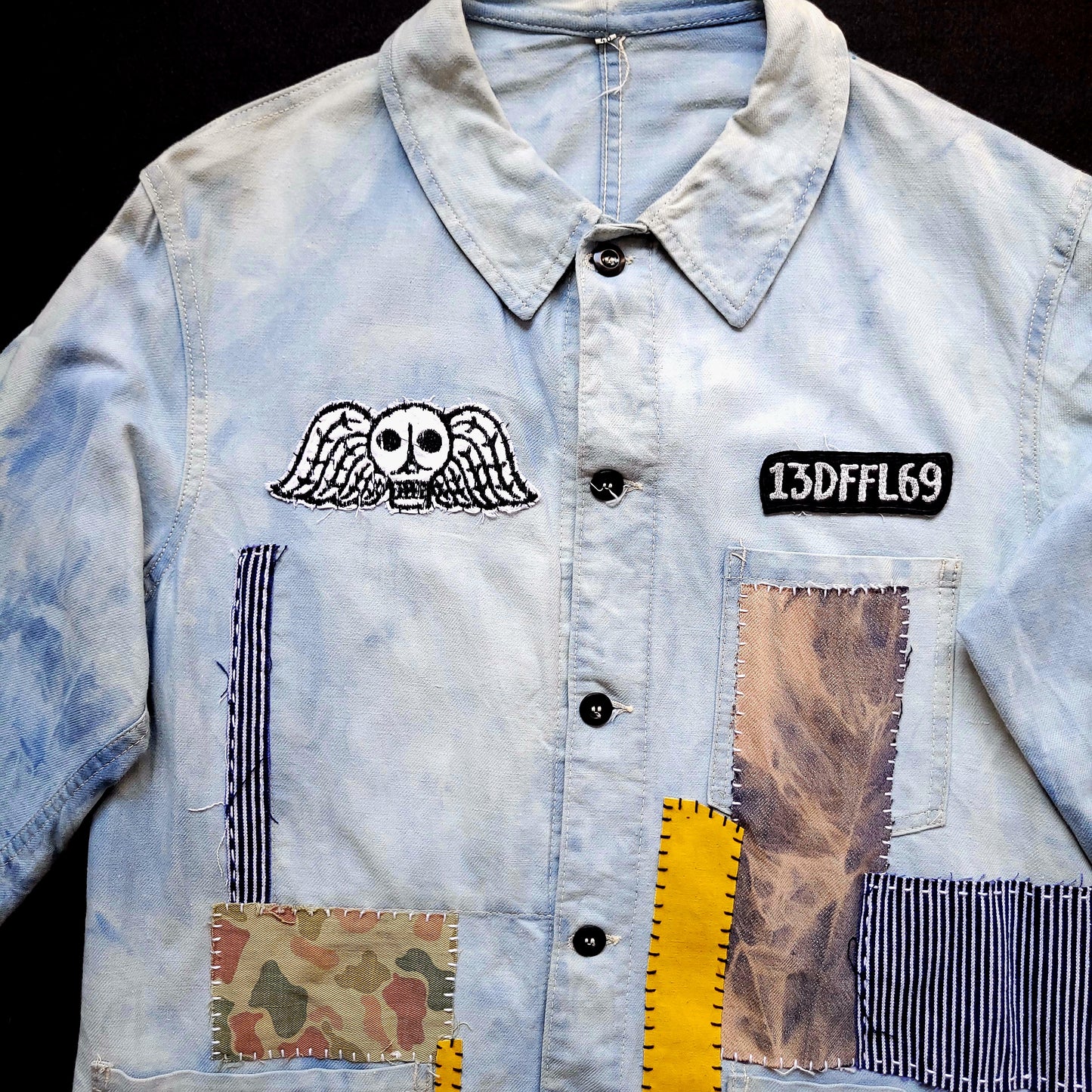 Veste de Travail française personnalisée "The angels and the motorcycle " TATTOO OLD SCHOOL - PUNK & COTON