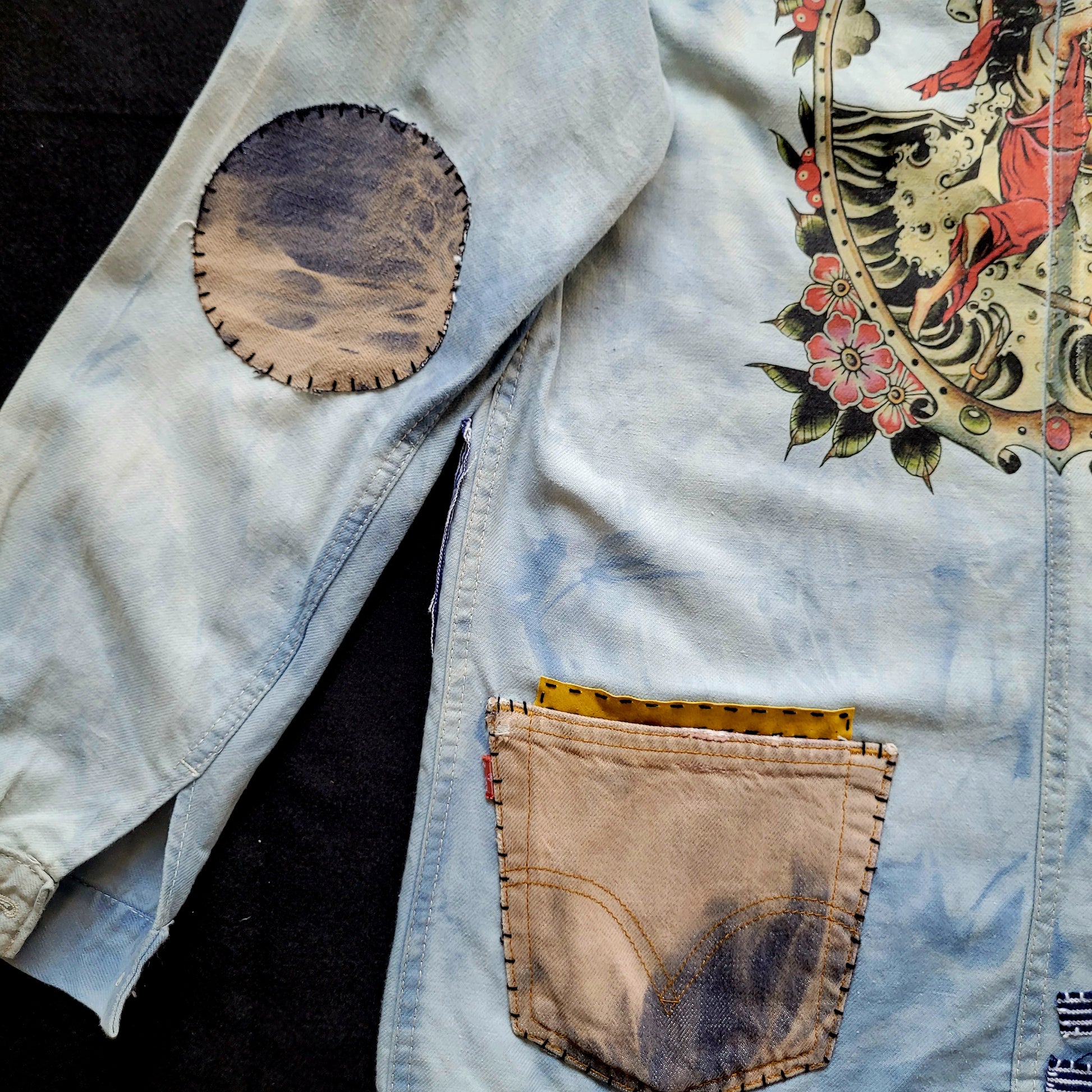 Veste de Travail française personnalisée "The angels and the motorcycle " TATTOO OLD SCHOOL - PUNK & COTON