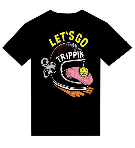 T-Shirt " Let's go trippin" HELMET BIKER - PUNK & COTON