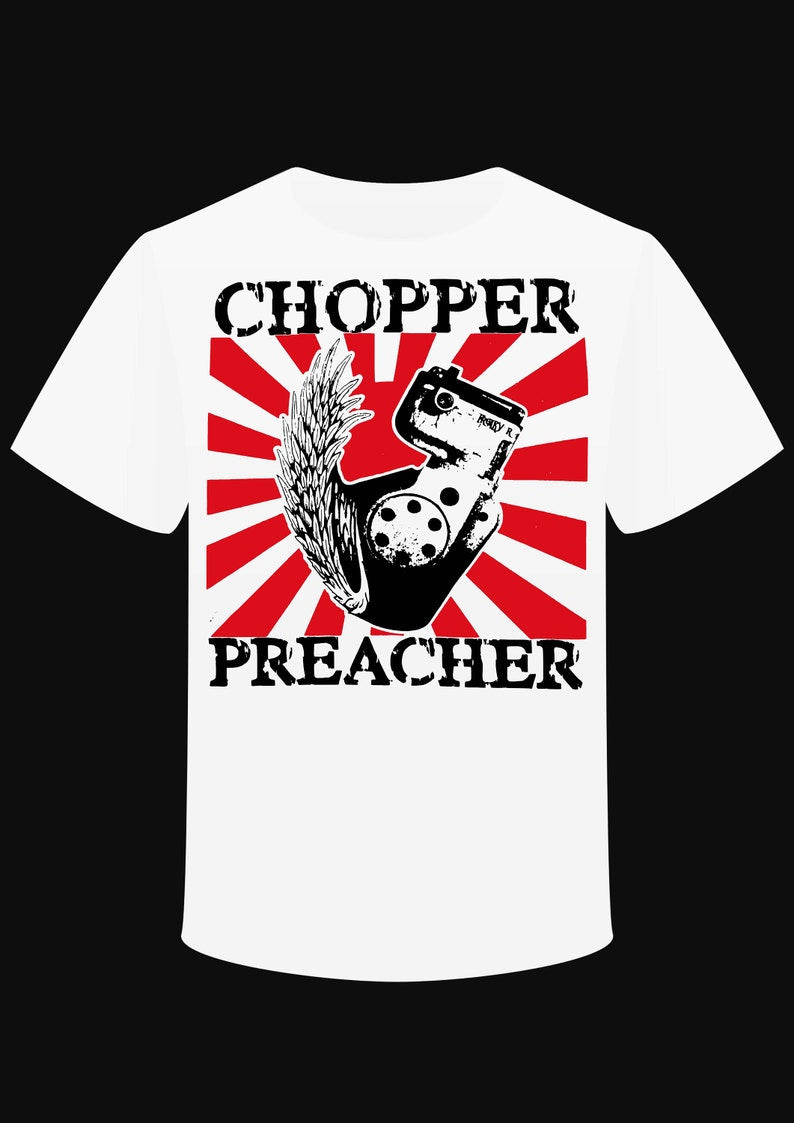 T-Shirt "Chopper Preacher" BIKE MOTO OLD VINTAGE DESIGN LOGO - PUNK & COTON