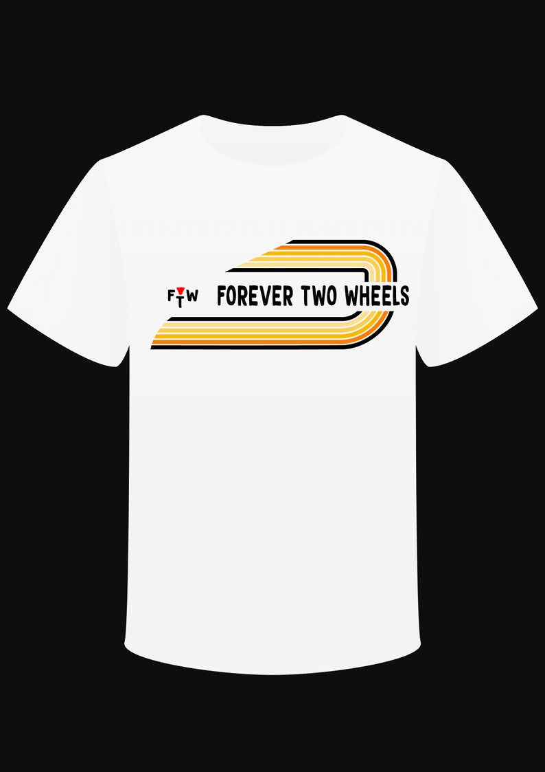 T-shirt "FTW Forever Two Wheels" Jaune/Orange - PUNK & COTON
