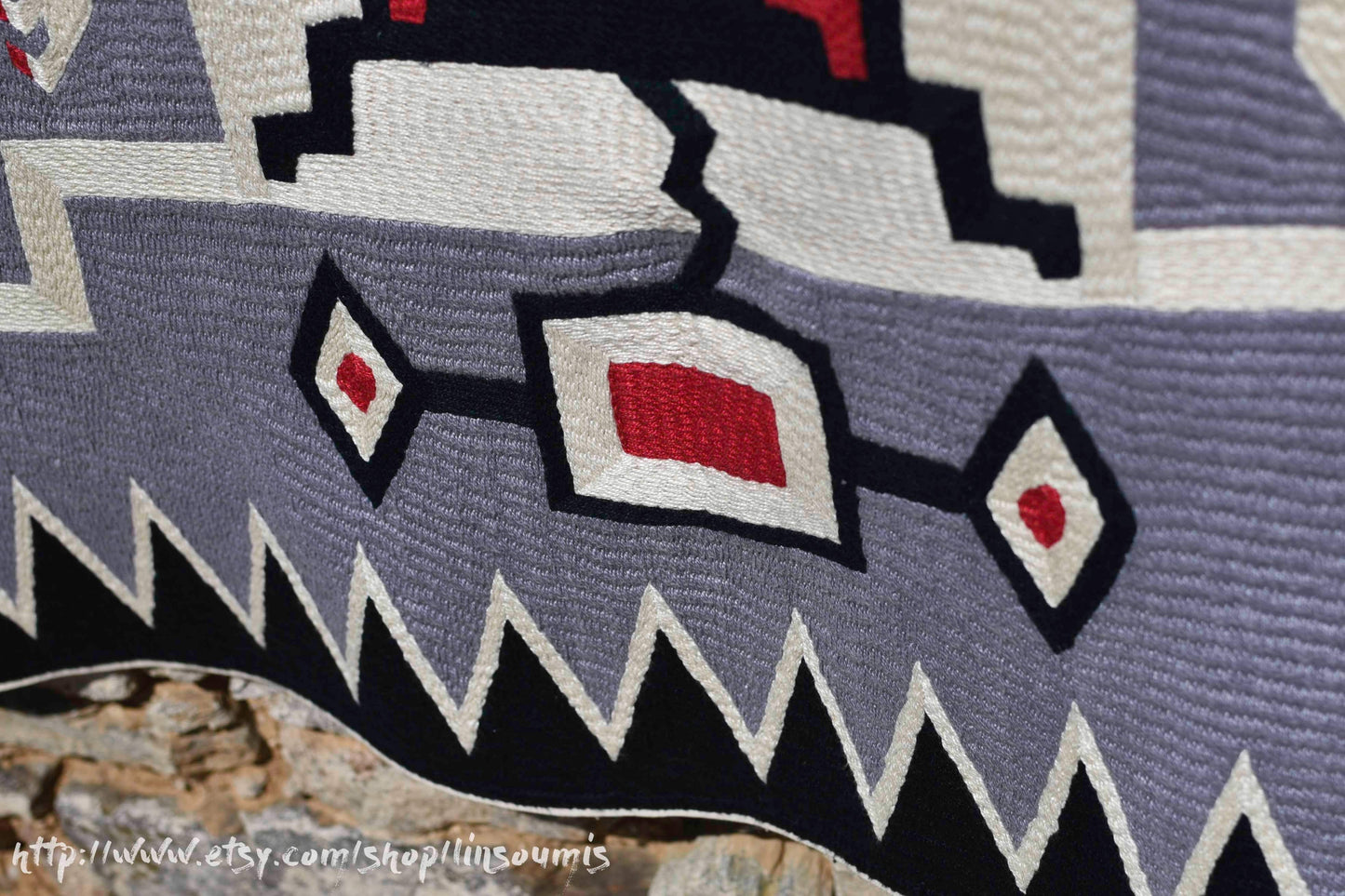 Navajo design blanket hand embroidererd by Sophie ( Solin) - PUNK & COTON