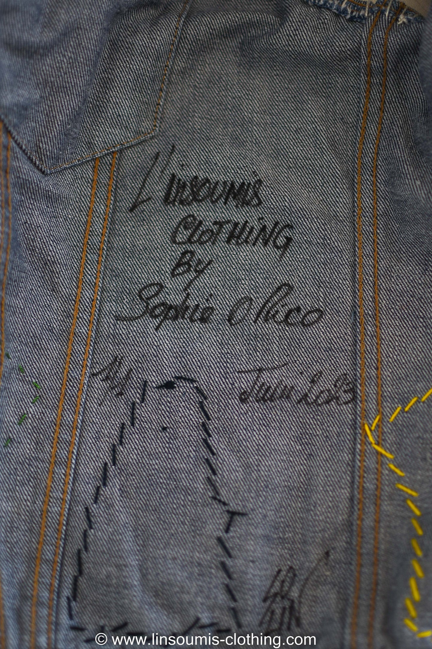 2nd version  "Behind bars" chainstitched by hand Levi's Jacket/ Veste levis vintage brodée main et patchée - PUNK & COTON