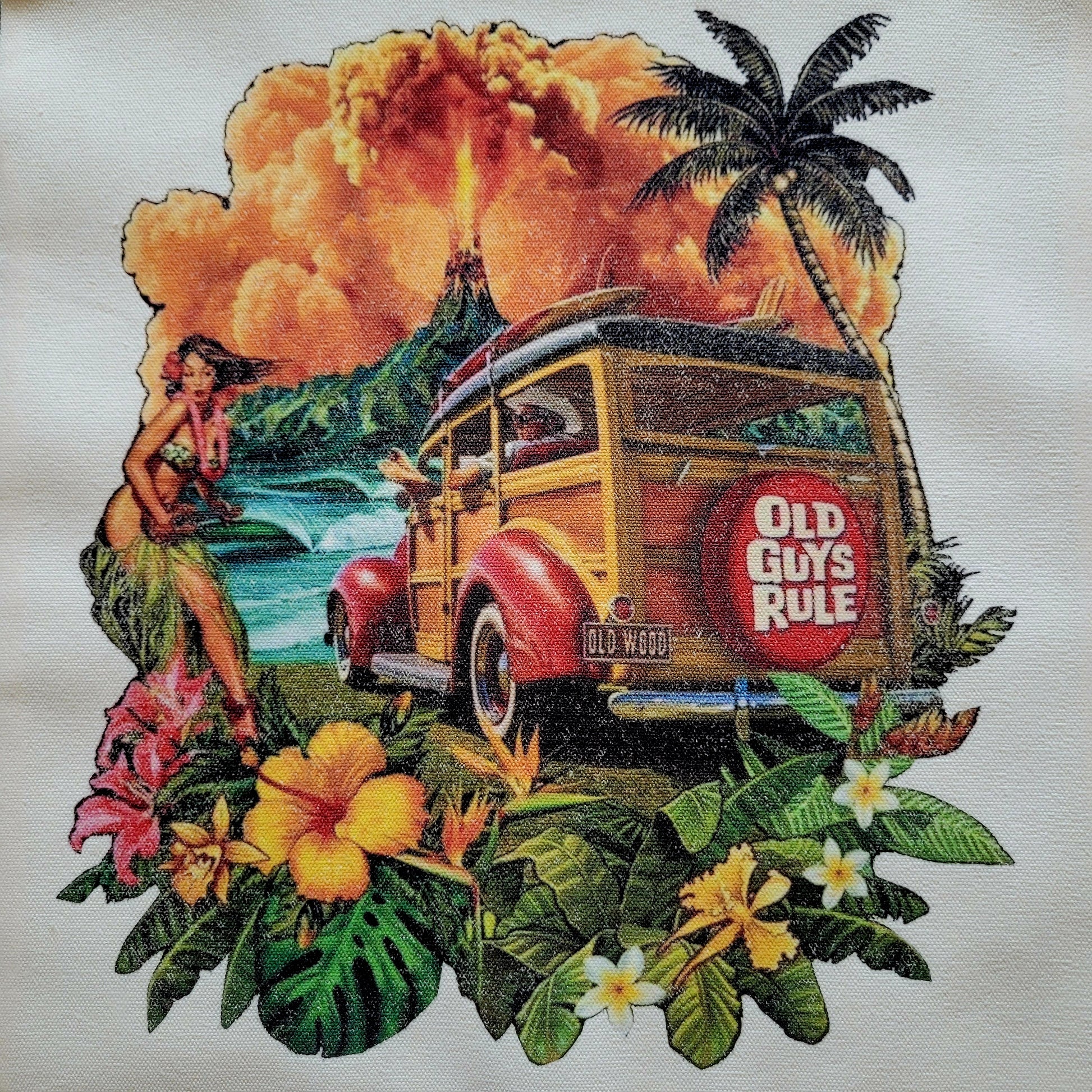 Eco Tote Bag "ALOHA HAWAÏ OLD GUYS RULE" old school design - PUNK & COTON
