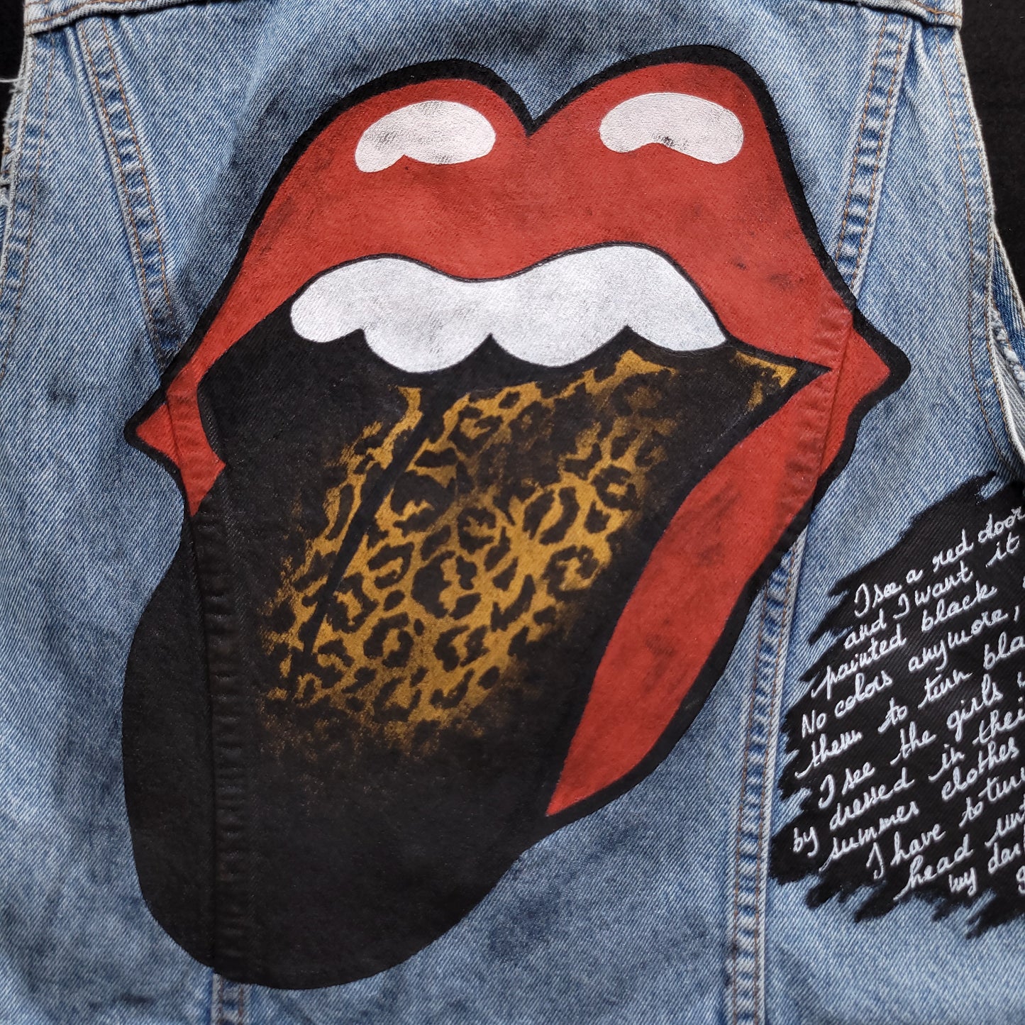 Vintage girl Lee Riders Handpainted jacket, veste femme Lee Riders peinte à la main - PUNK & COTON