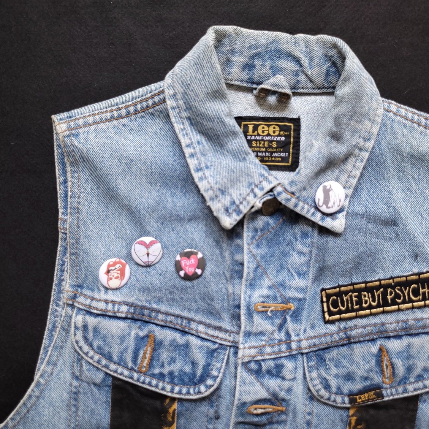 Vintage girl Lee Riders Handpainted jacket, veste femme Lee Riders peinte à la main - PUNK & COTON