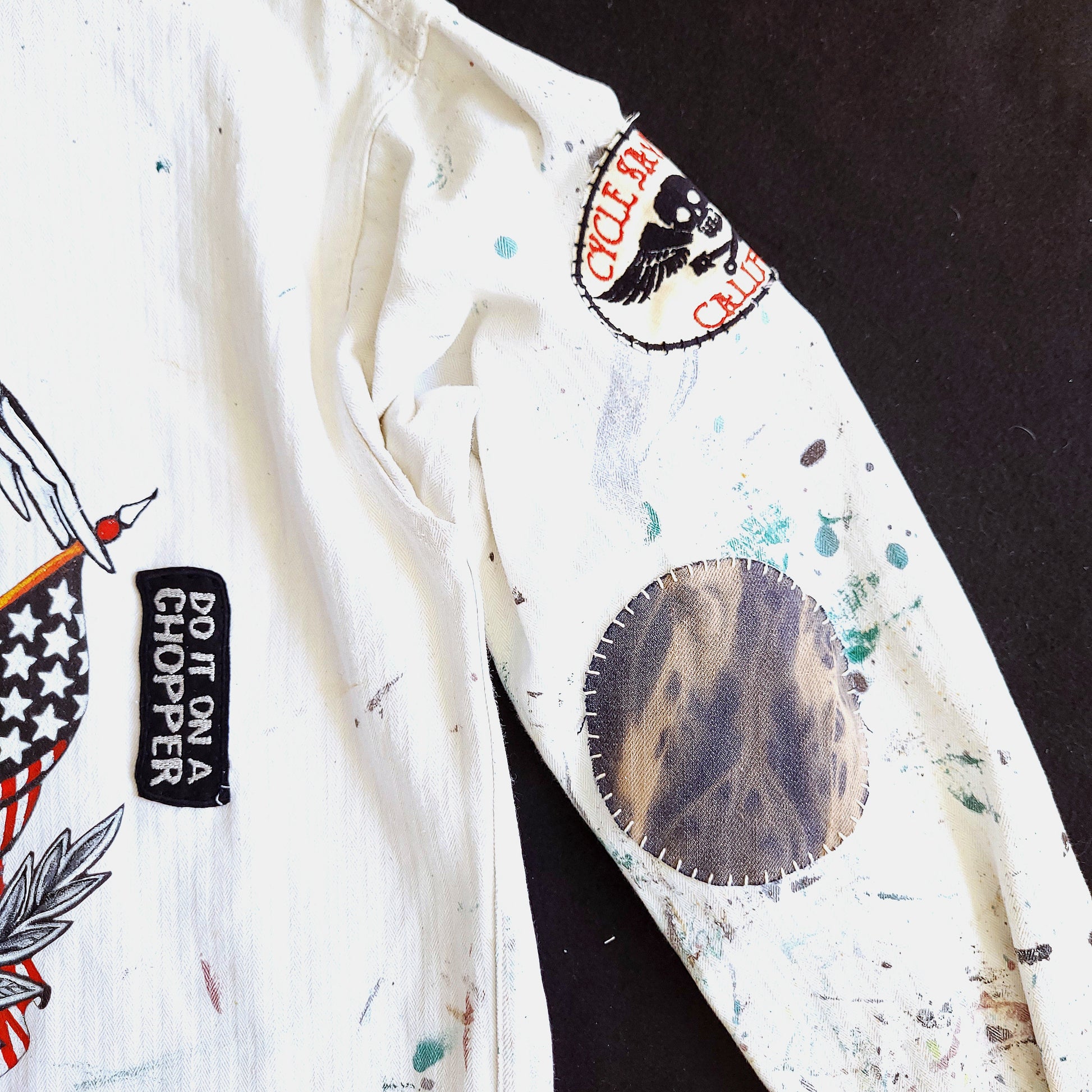 Veste peinte à la main workwear HBT vintage fashion - PUNK & COTON