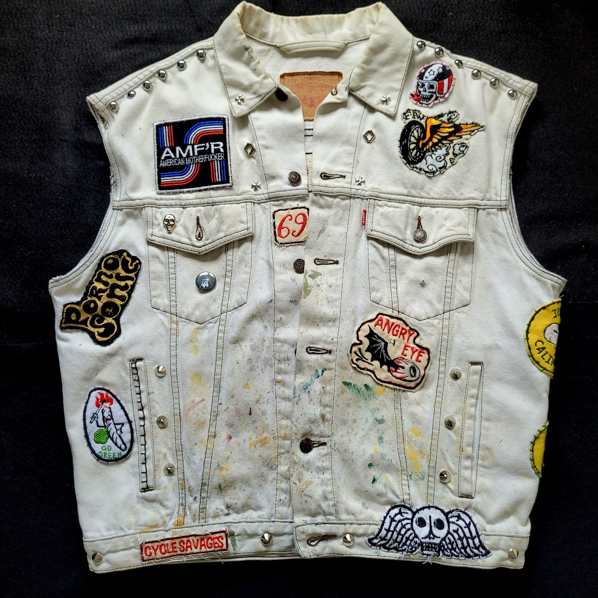 "STONED RIDERS JOSHUA TREE CAL."Handembroidery Levi's Jacket - PUNK & COTON