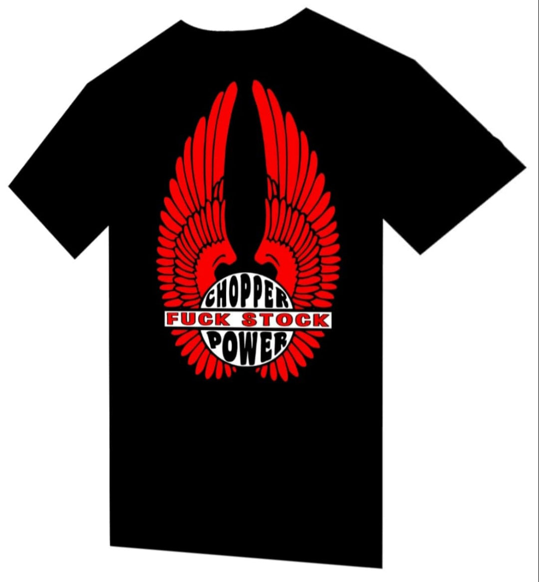 T-Shirt "Chopper Power Fuck Stock" BIKE OLD VINTAGE DESIGN - PUNK & COTON