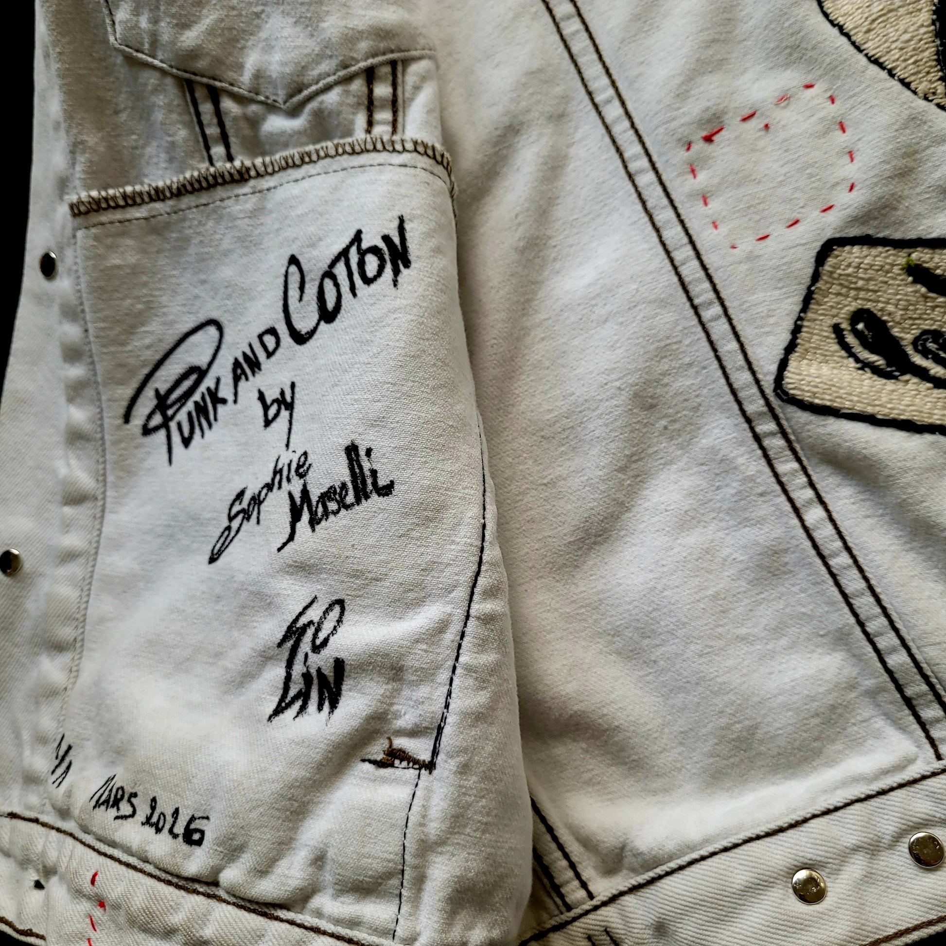 "STONED RIDERS JOSHUA TREE CAL."Handembroidery Levi's Jacket - PUNK & COTON