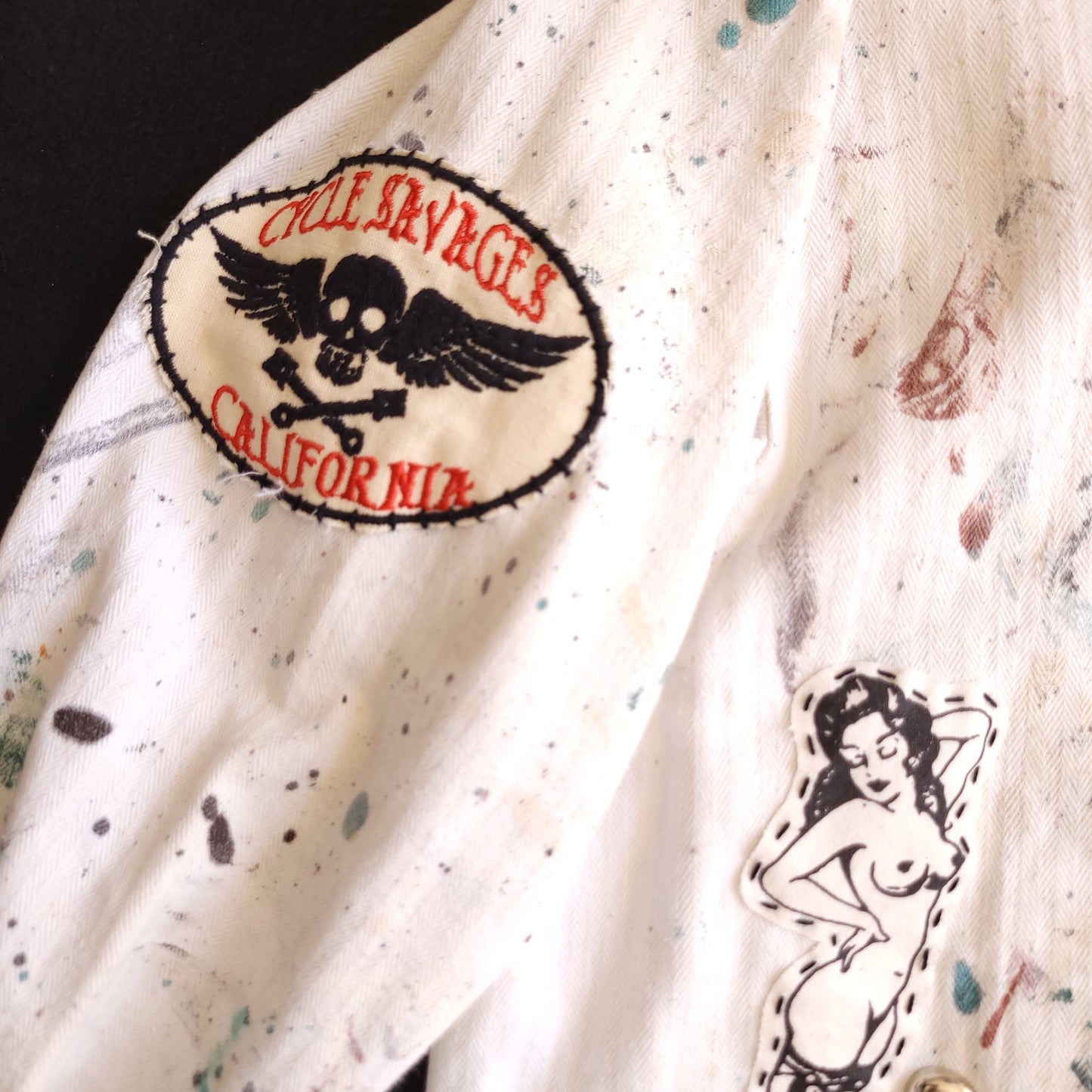 Veste peinte à la main workwear HBT vintage fashion - PUNK & COTON