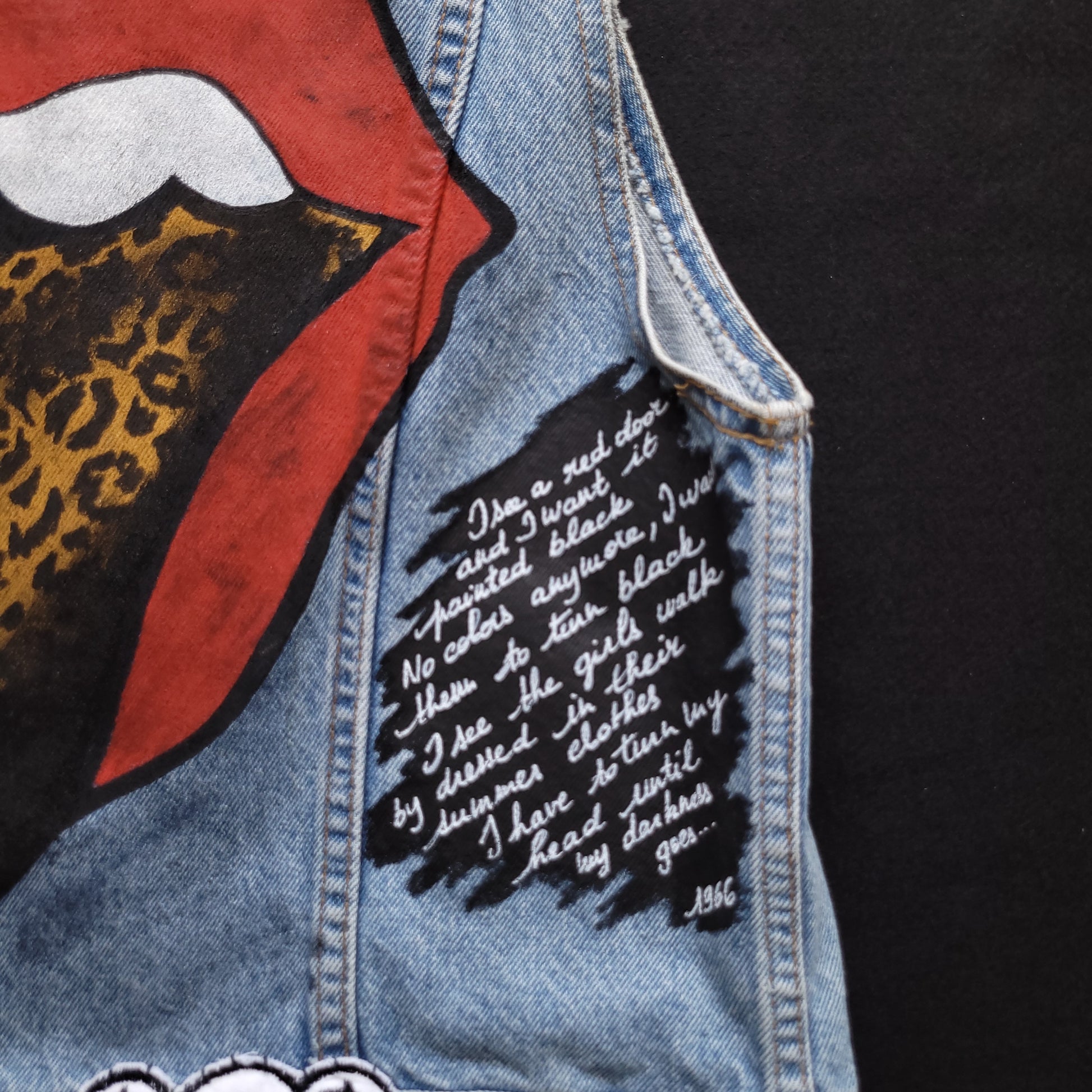 Vintage girl Lee Riders Handpainted jacket, veste femme Lee Riders peinte à la main - PUNK & COTON