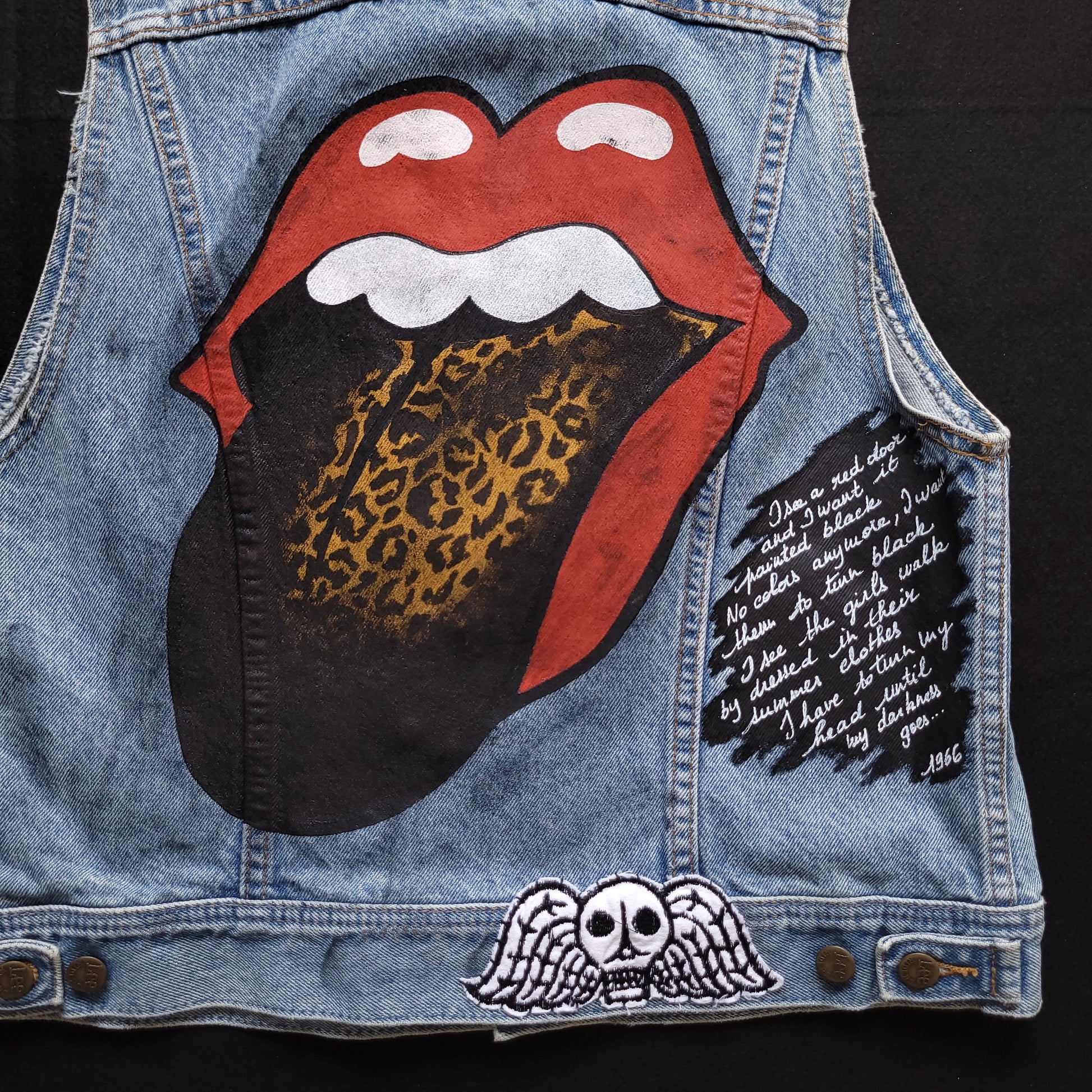 Vintage girl Lee Riders Handpainted jacket, veste femme Lee Riders peinte à la main - PUNK & COTON
