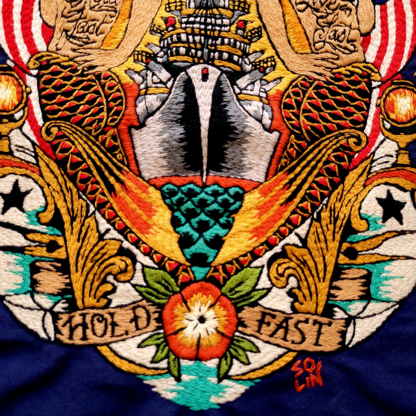 Deadstock french 50's moleskin fatigue vest hand embroidered by hand - PUNK & COTON