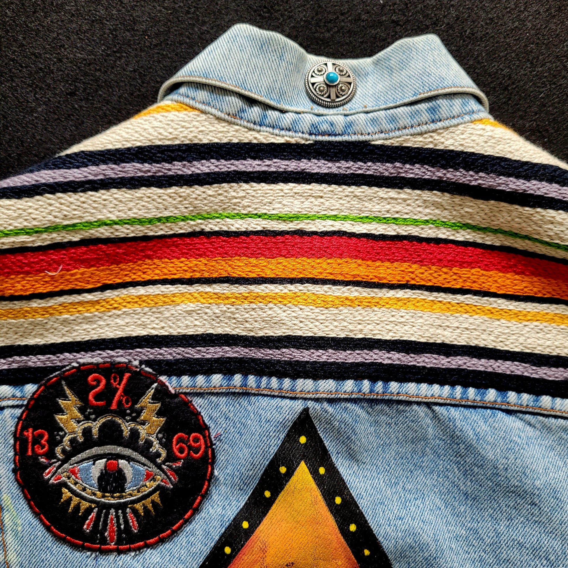 Handpainted  & Handembroidered  JACKET LEVI'S "My Chopper Babe " veste peinte et brodée à la main chopper girl - PUNK & COTON