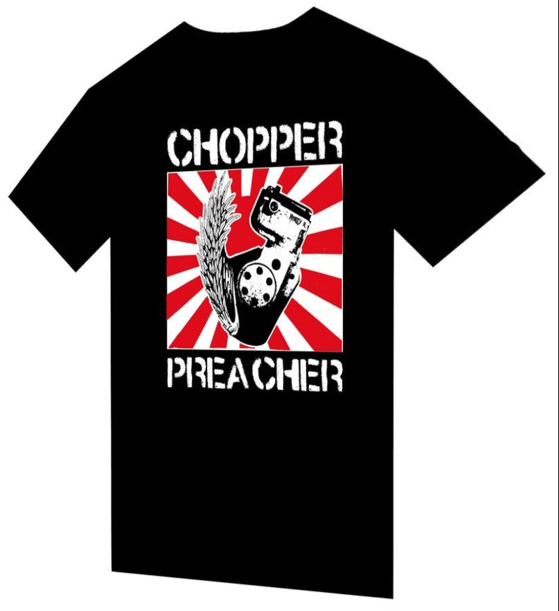 T-Shirt "Chopper Preacher" Bike moto old vintage design logo signé by Punk & Coton - PUNK & COTON