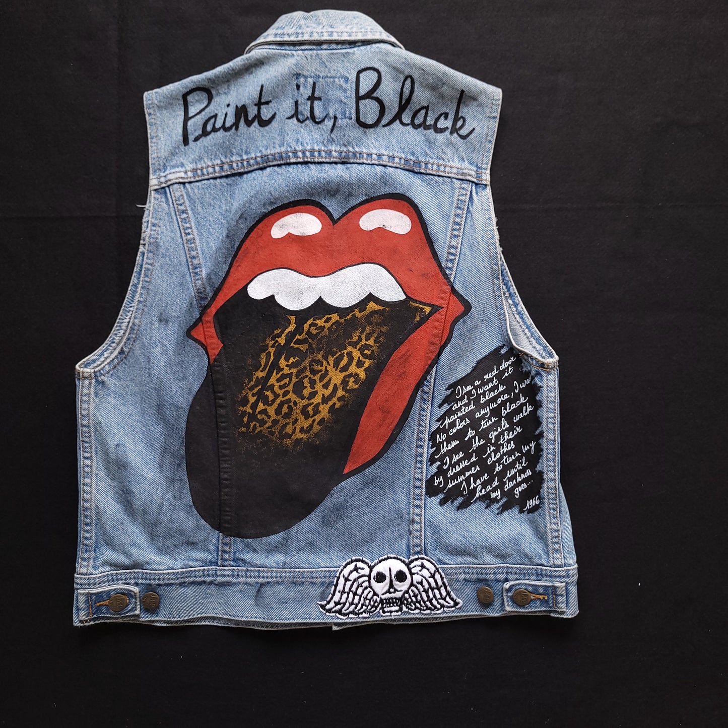 Vintage girl Lee Riders Handpainted jacket, veste femme Lee Riders peinte à la main - PUNK & COTON