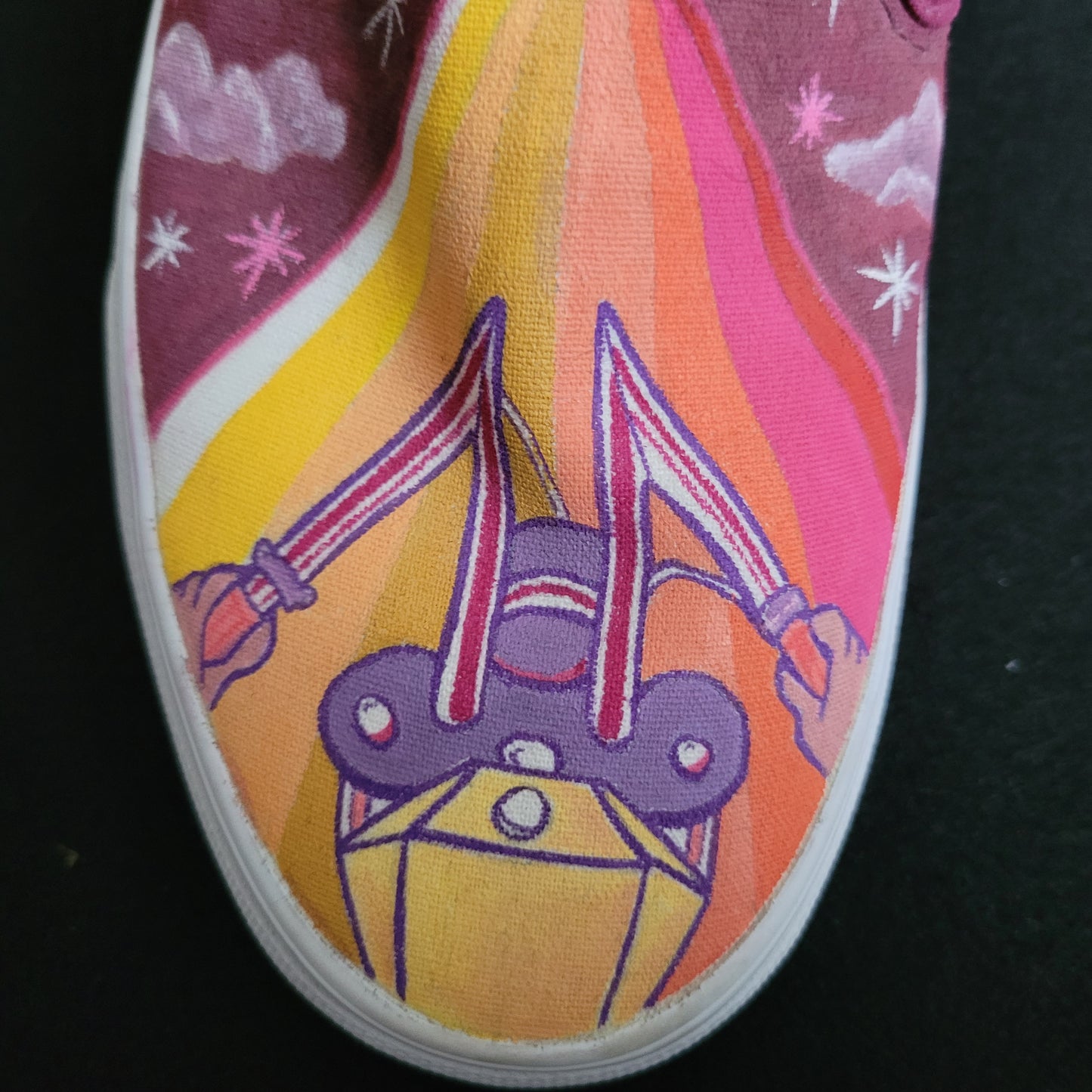 VANS "Chopper Life Psychedelic " Slip On peintes à la main by Punk & Coton