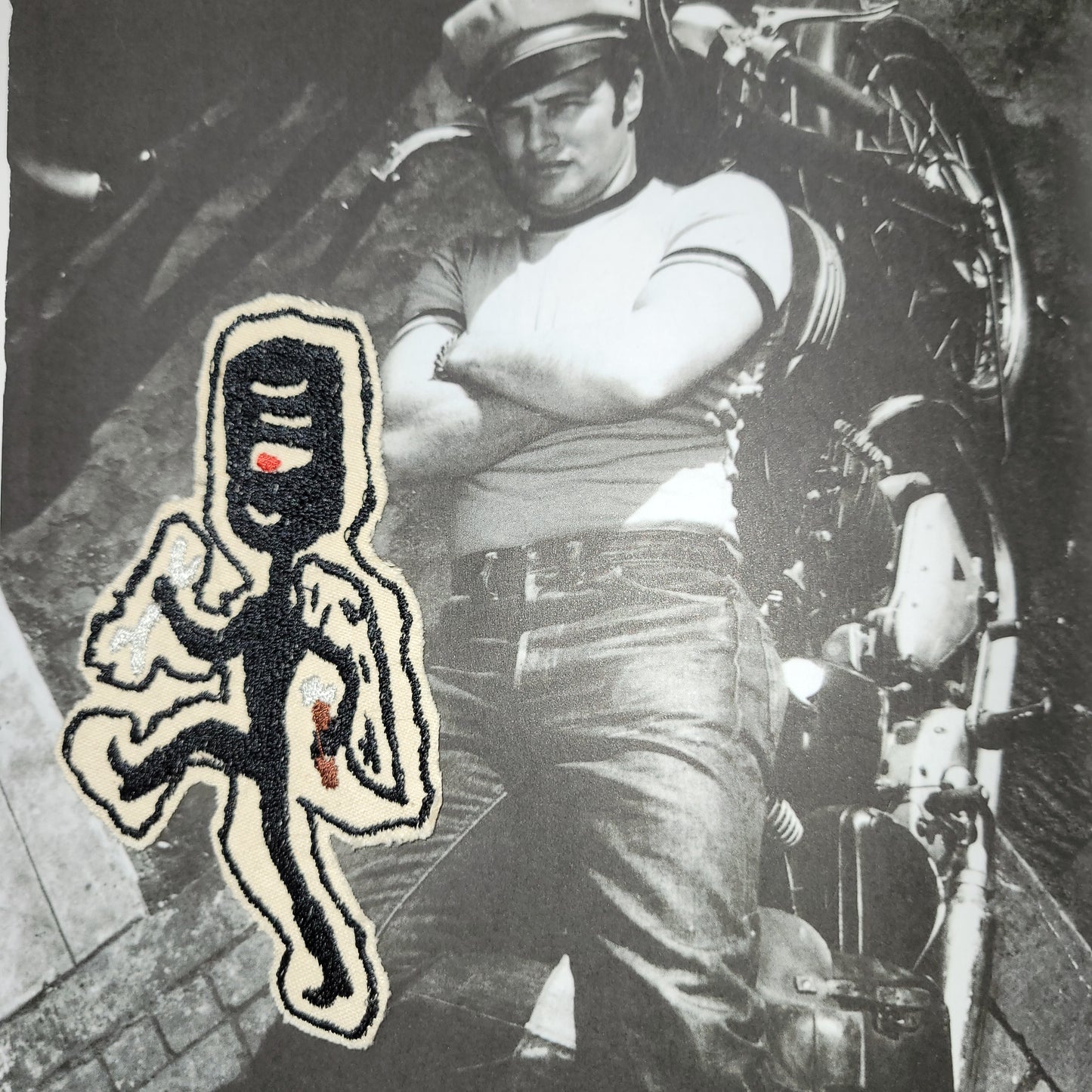 Patch Brodé "Piston worke"r EN VIEUX TISSU COTON - PUNK & COTON