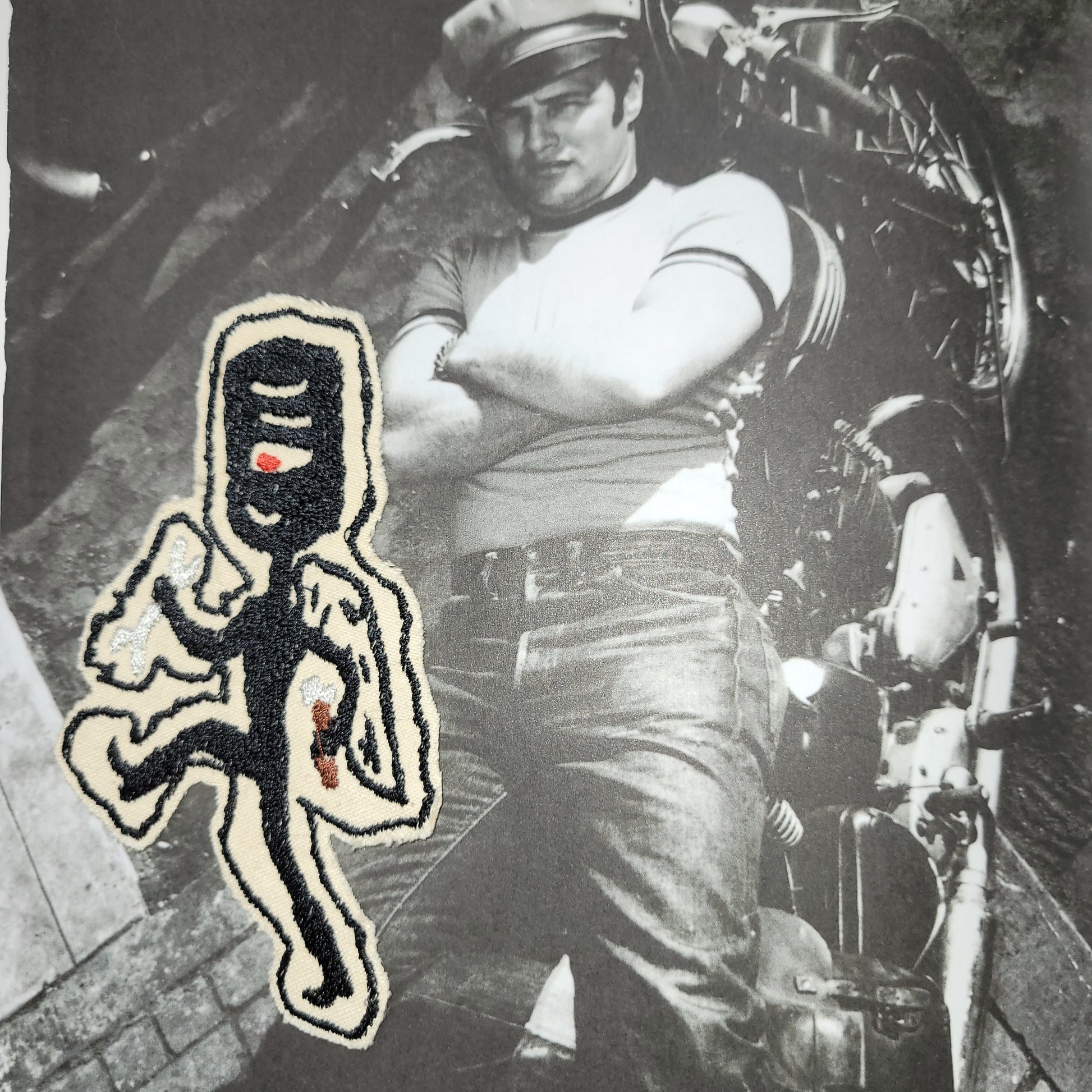 Patch Brodé "Piston worke"r EN VIEUX TISSU COTON - PUNK & COTON