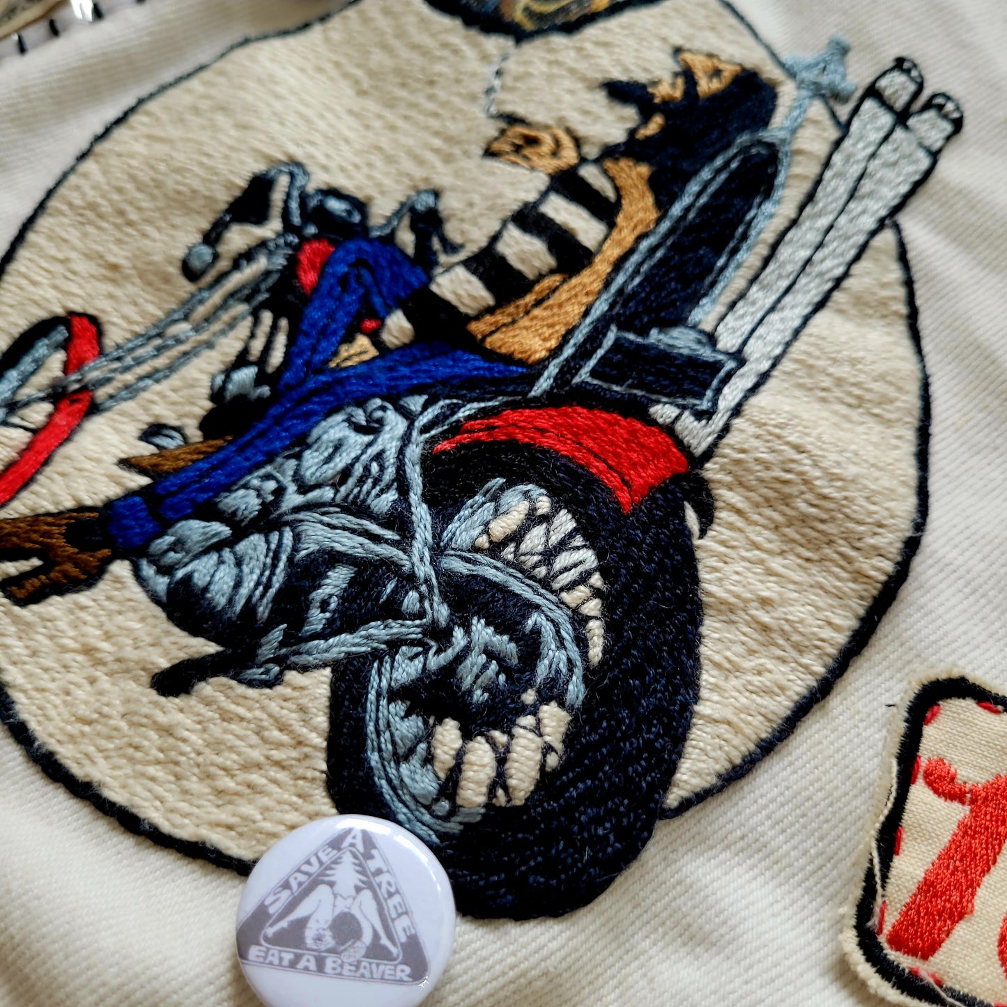 "STONED RIDERS JOSHUA TREE CAL."Handembroidery Levi's Jacket - PUNK & COTON