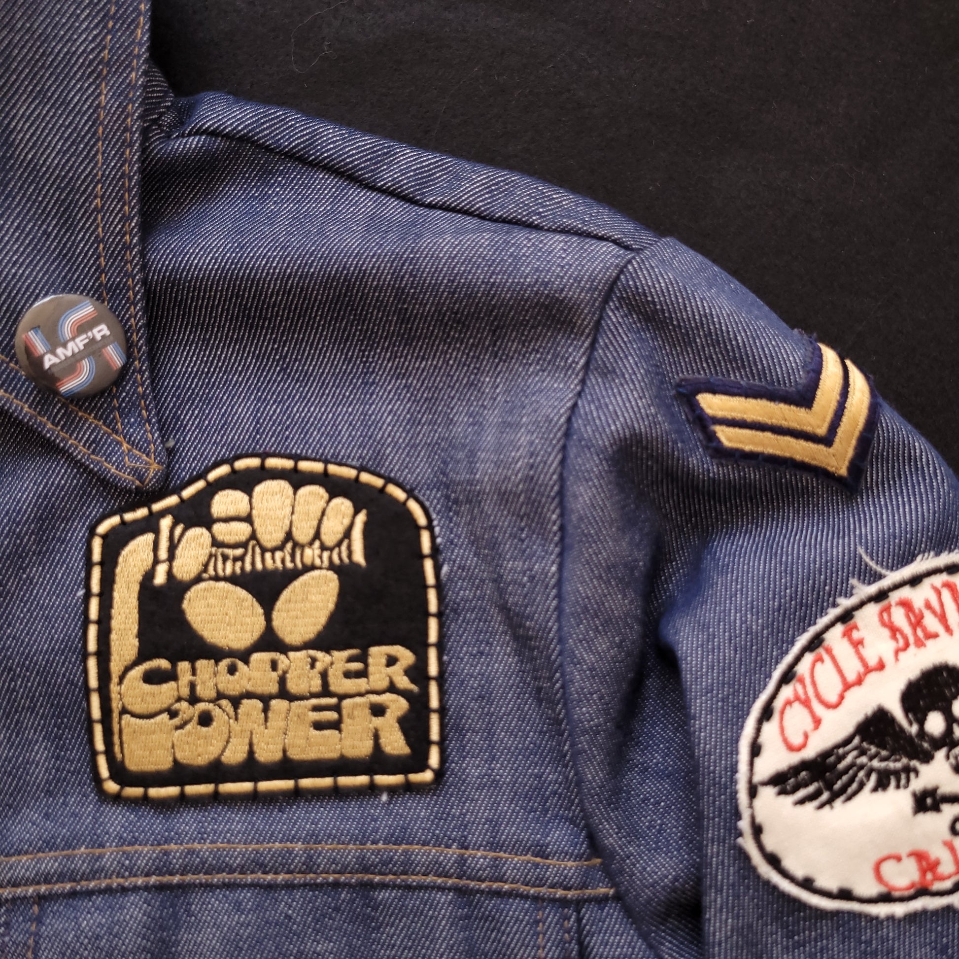 Veste sur-chemise années 70 brodée à la main  "Ride th Wave"  par Sophie Punk and Coton/ Handembroidery Jacket - PUNK & COTON