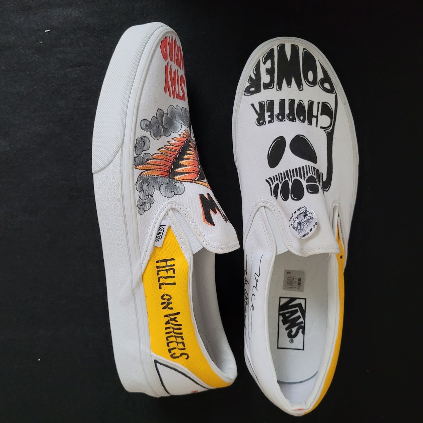 VANS "Chopper Power " Slip On peintes à la main by Punk & Coton