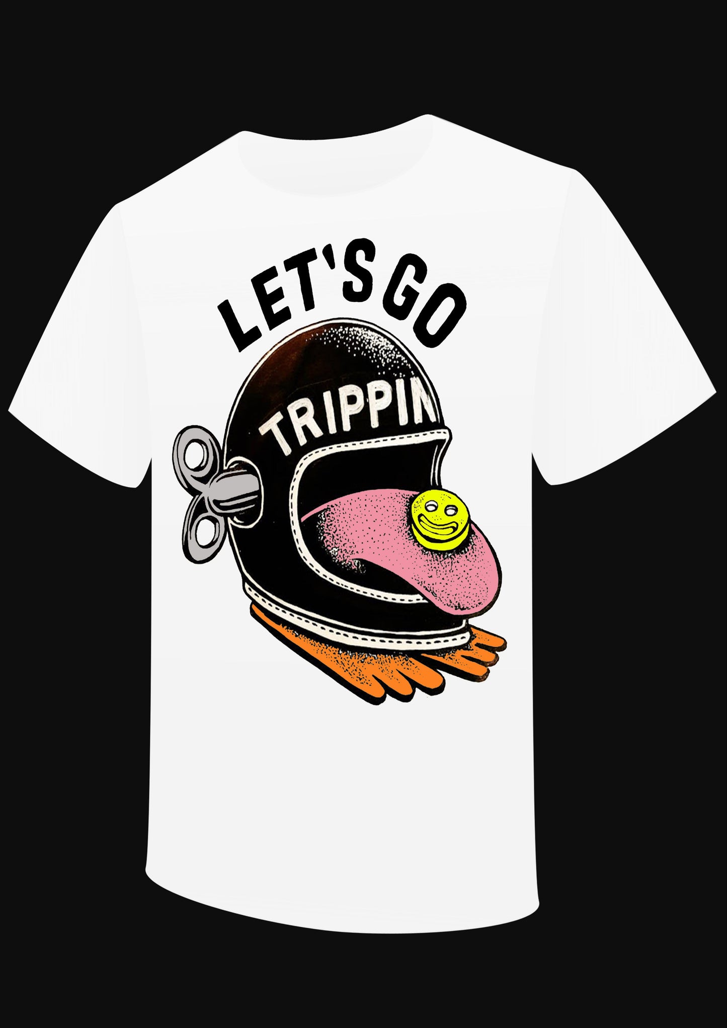 T-Shirt " Let's go trippin" HELMET BIKER - PUNK & COTON