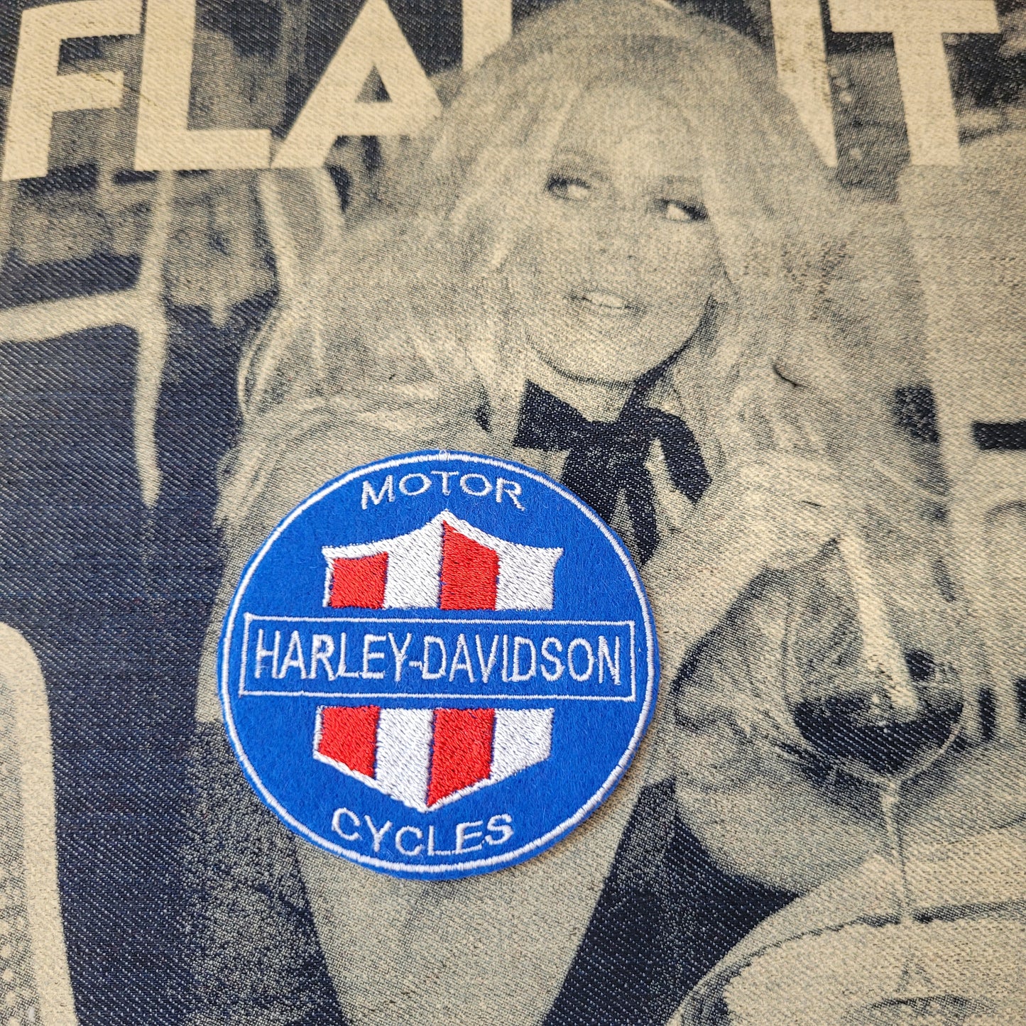 Patch Brodé Harley Davidson Motor Cycles ( version bleue rond) - PUNK & COTON
