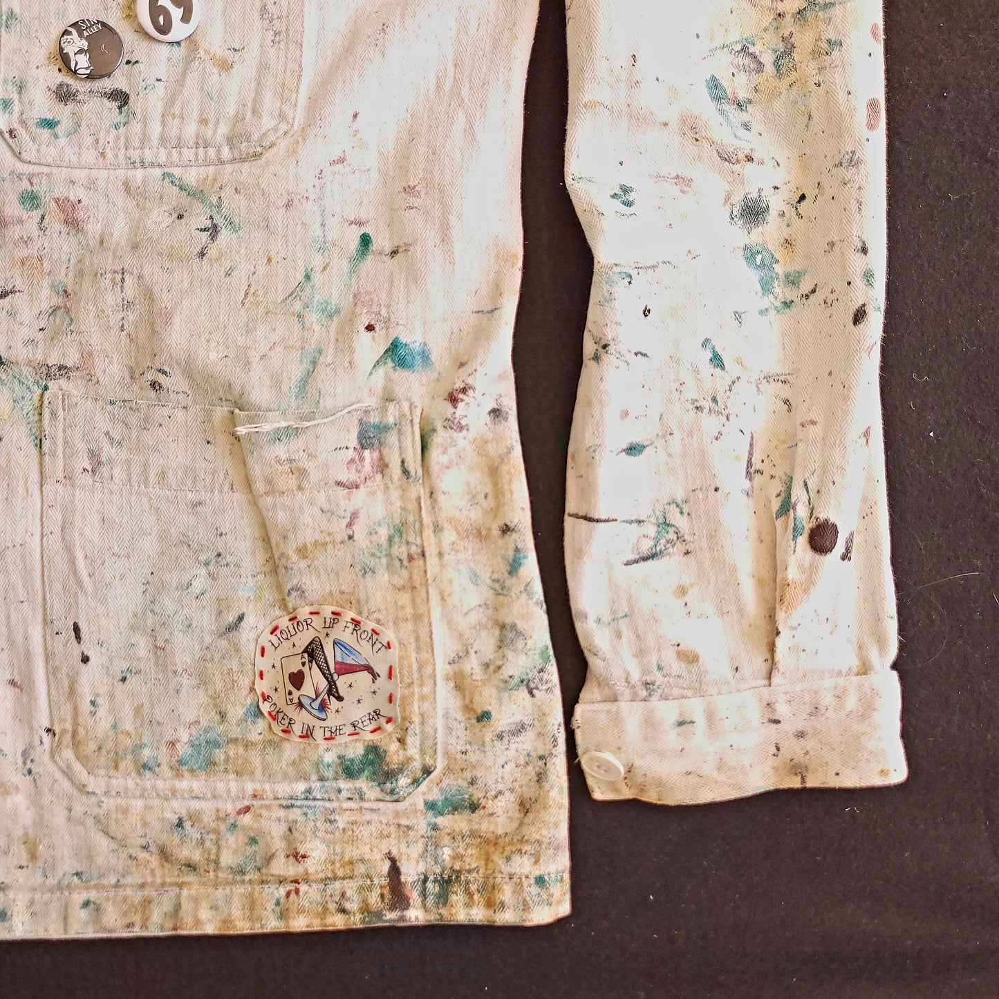 Veste peinte à la main workwear HBT vintage fashion - PUNK & COTON