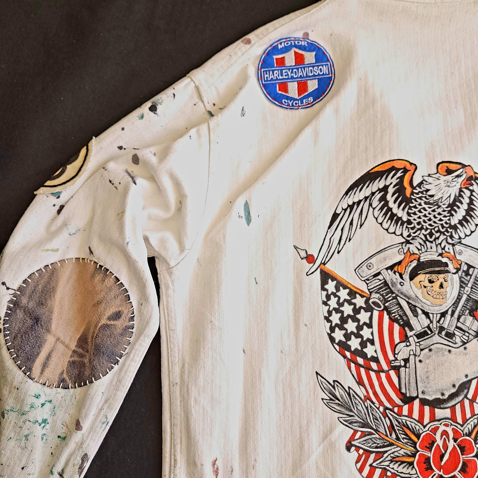 Veste peinte à la main workwear HBT vintage fashion - PUNK & COTON