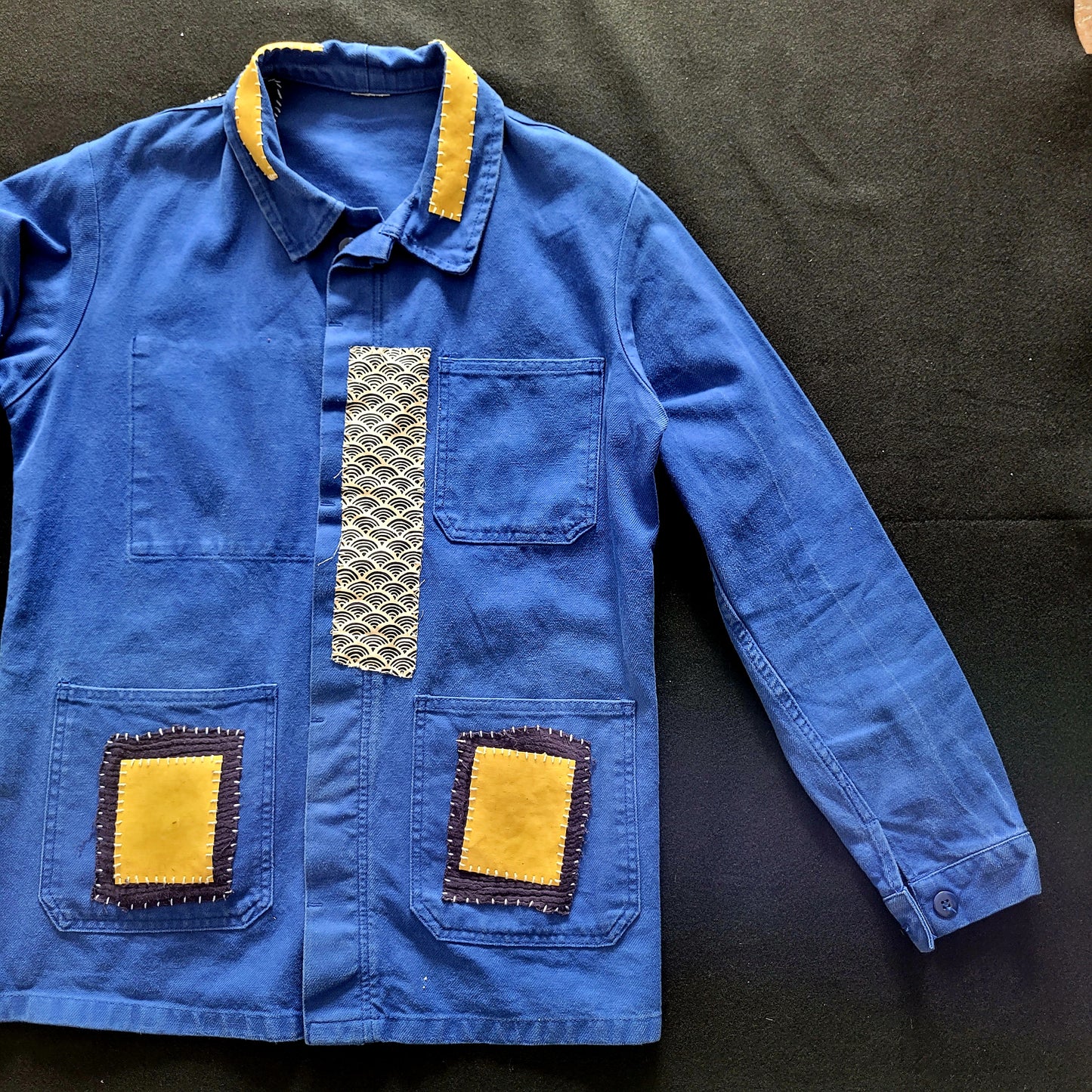 French Workwear 50s/60s THE TIGER and  Sashiko Boro Handembroidery Jacket - PUNK & COTON
