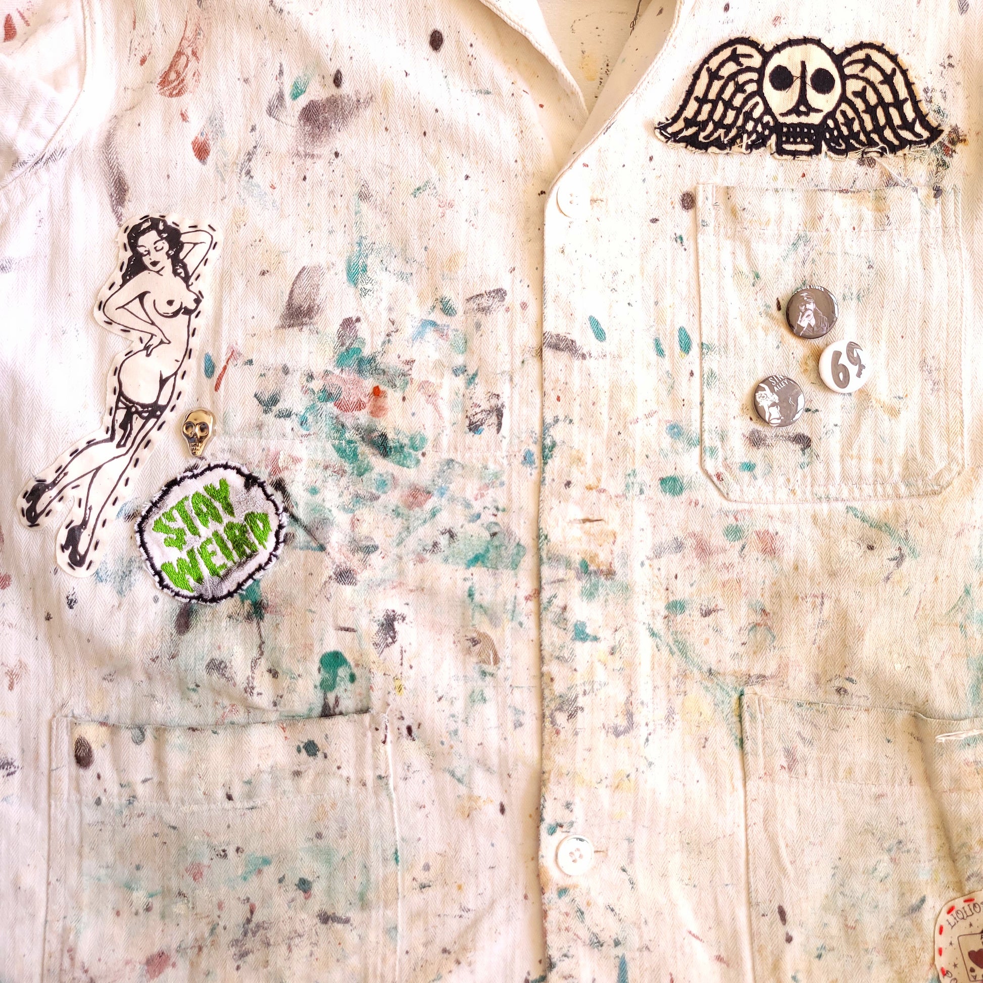 Veste peinte à la main workwear HBT vintage fashion - PUNK & COTON