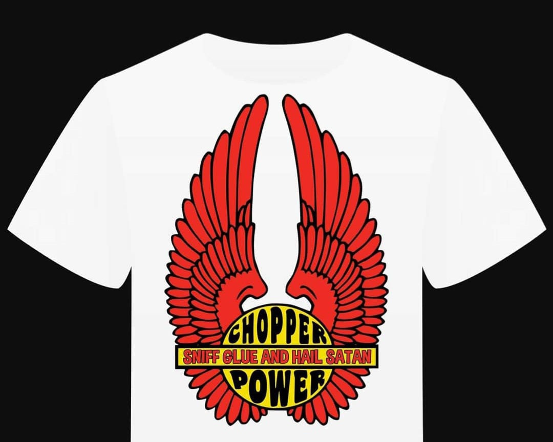 T-Shirt "Chopper Power Sniff Glue and Hail Satan" BIKE MOTO OLD VINTAGE DESIGN LOGO - PUNK & COTON