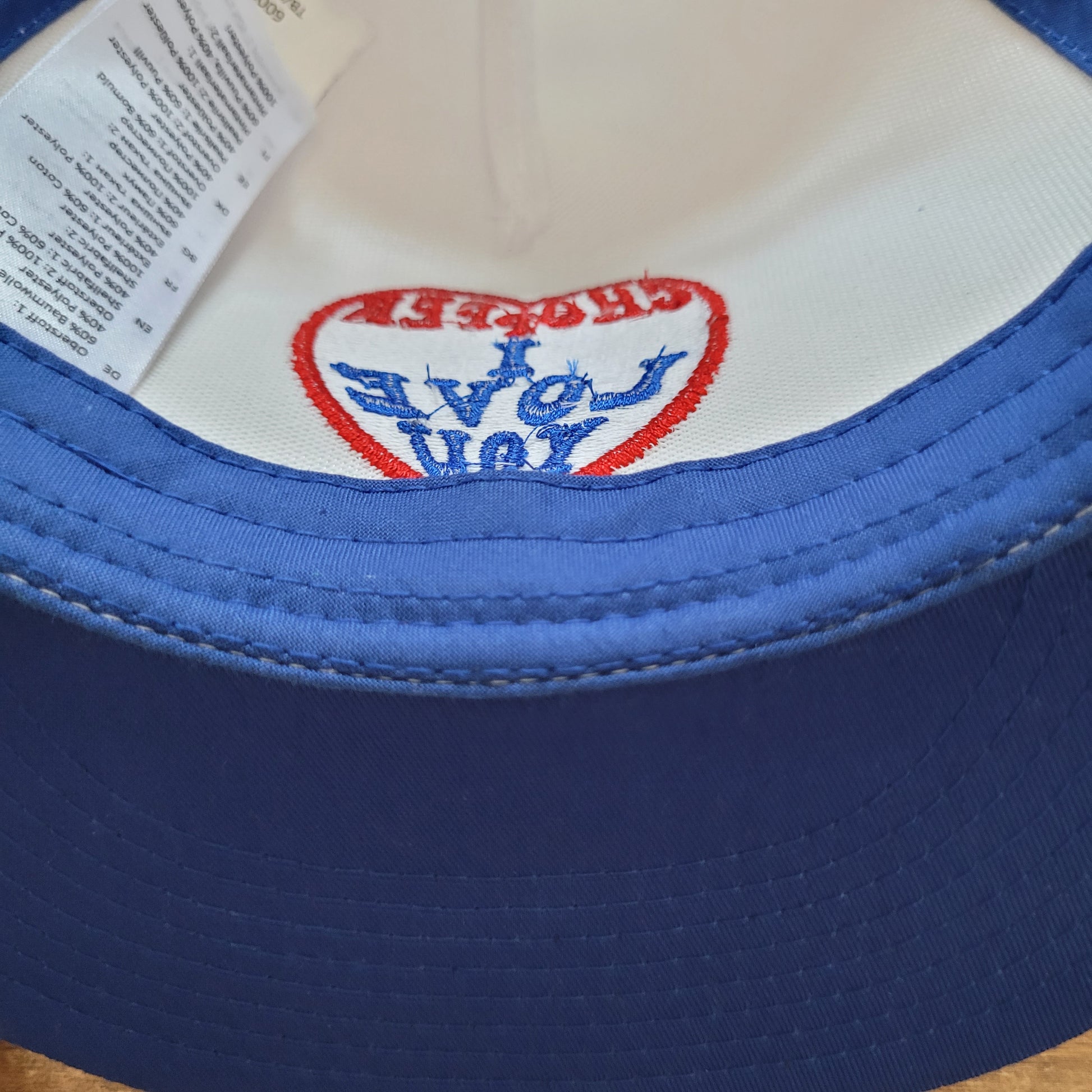 Trucker Cap  Brodé "CHOPPER I LOVE YOU" Version Fond Blanc / Bleu - PUNK & COTON