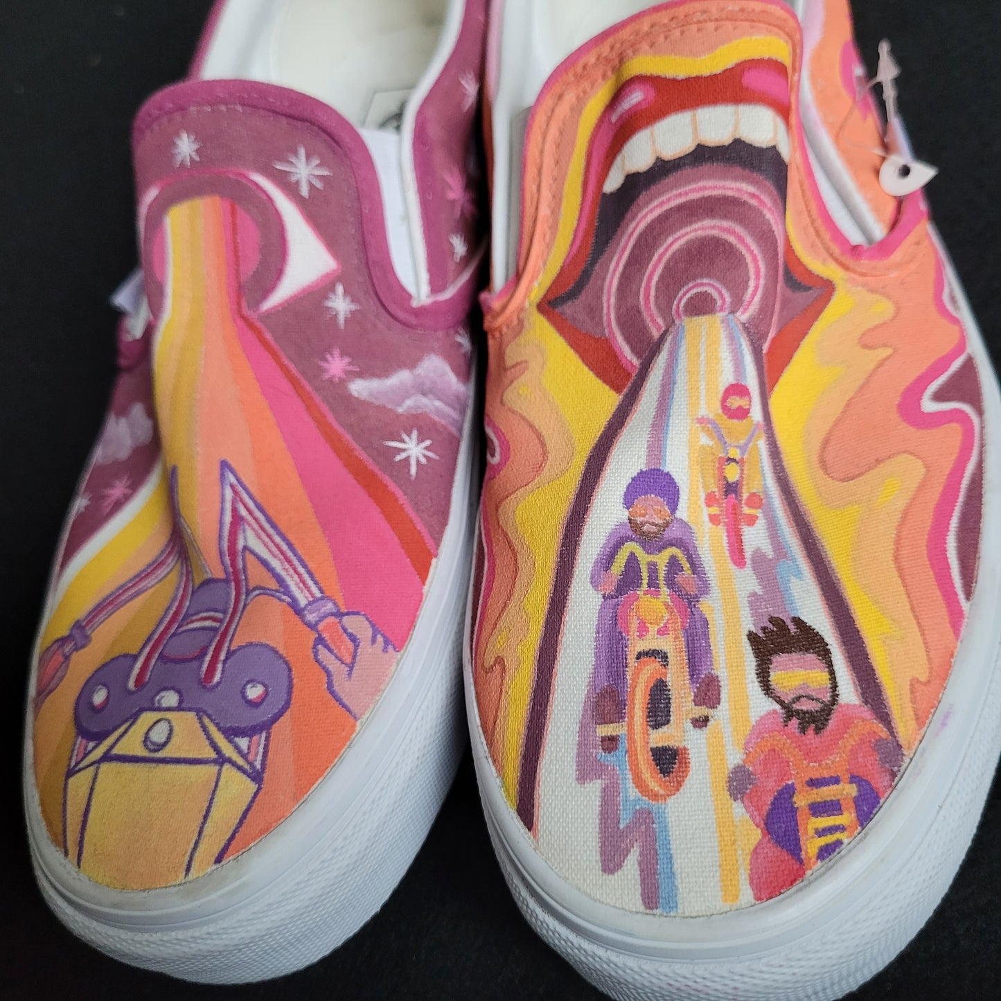 VANS "Chopper Life Psychedelic " Slip On peintes à la main by Punk & Coton