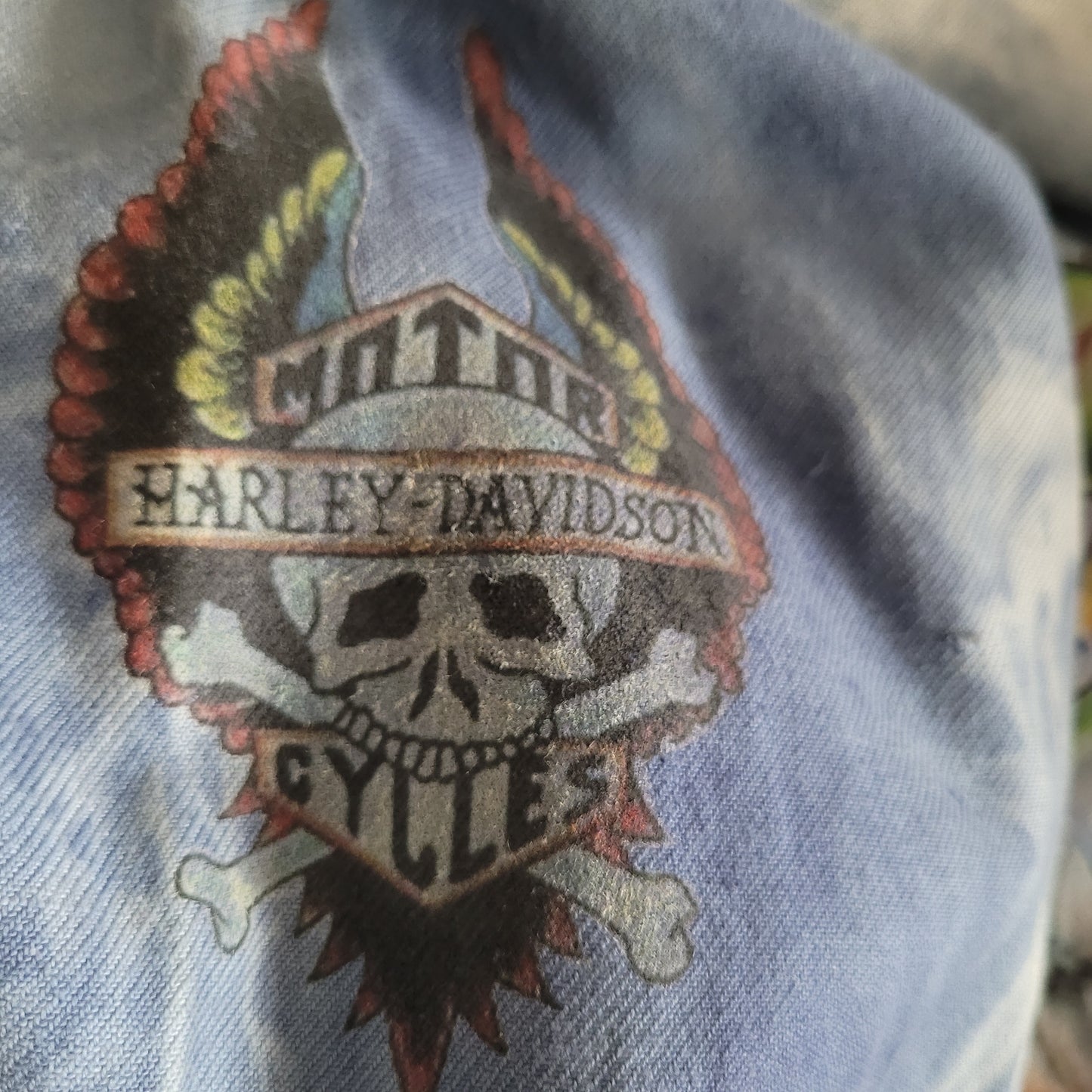 New French Workwear Jacket bleached in loving  memory to the artist Pan signed by the Shop Punk and Coton