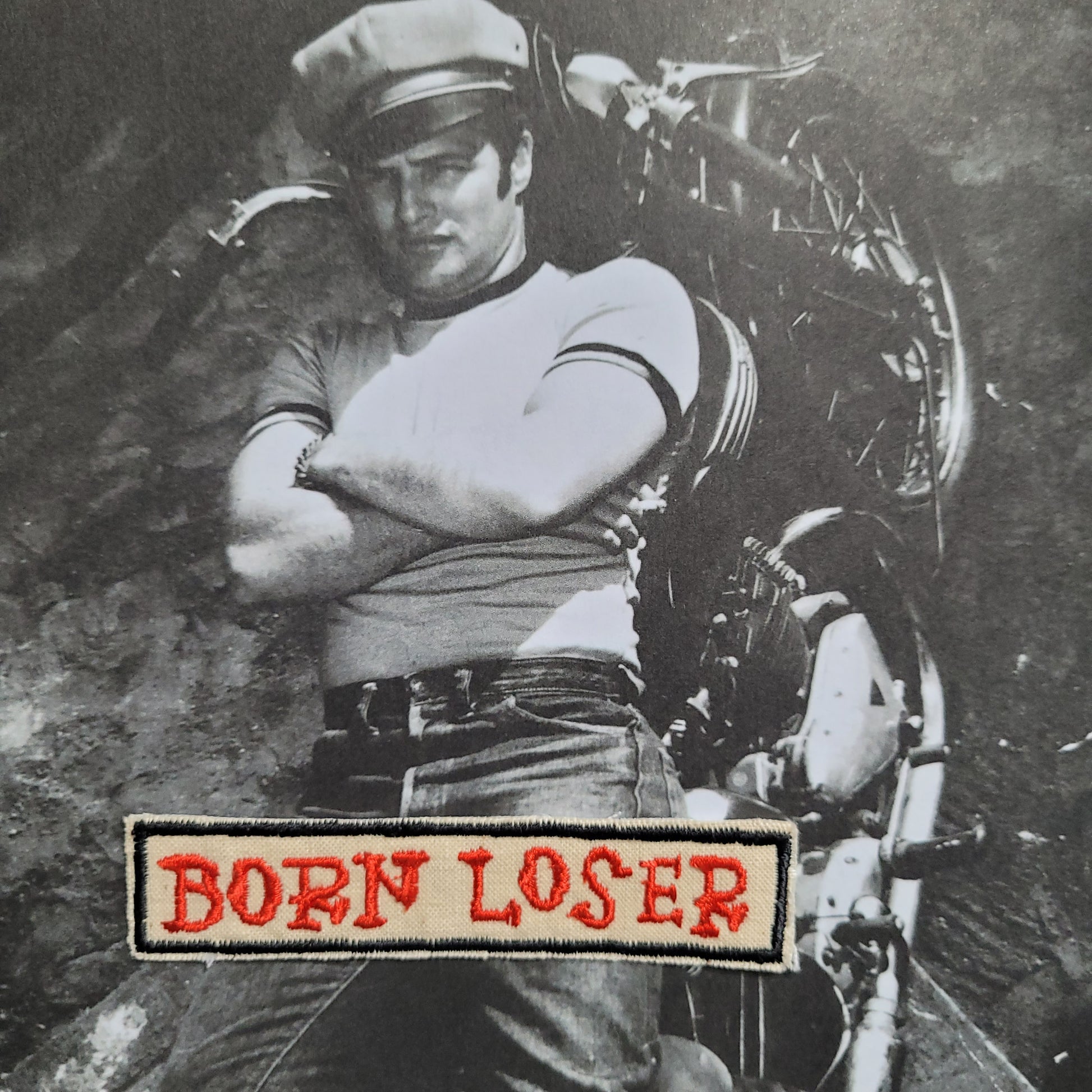 Patch brodé RARE "Born Loser" SUR VIEUX TISSU COTON - PUNK & COTON