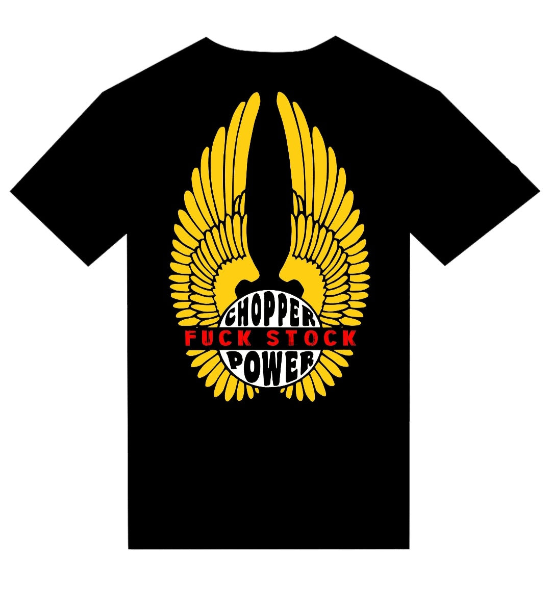 T-Shirt "Chopper Power Fuck Stock" Yellow version BIKE OLD VINTAGE DESIGN - PUNK & COTON