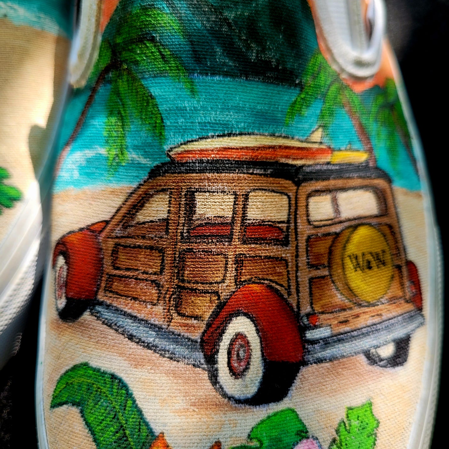 VANS "ALOHA" Slip On peintes à la main by Punk & Coton - PUNK & COTON