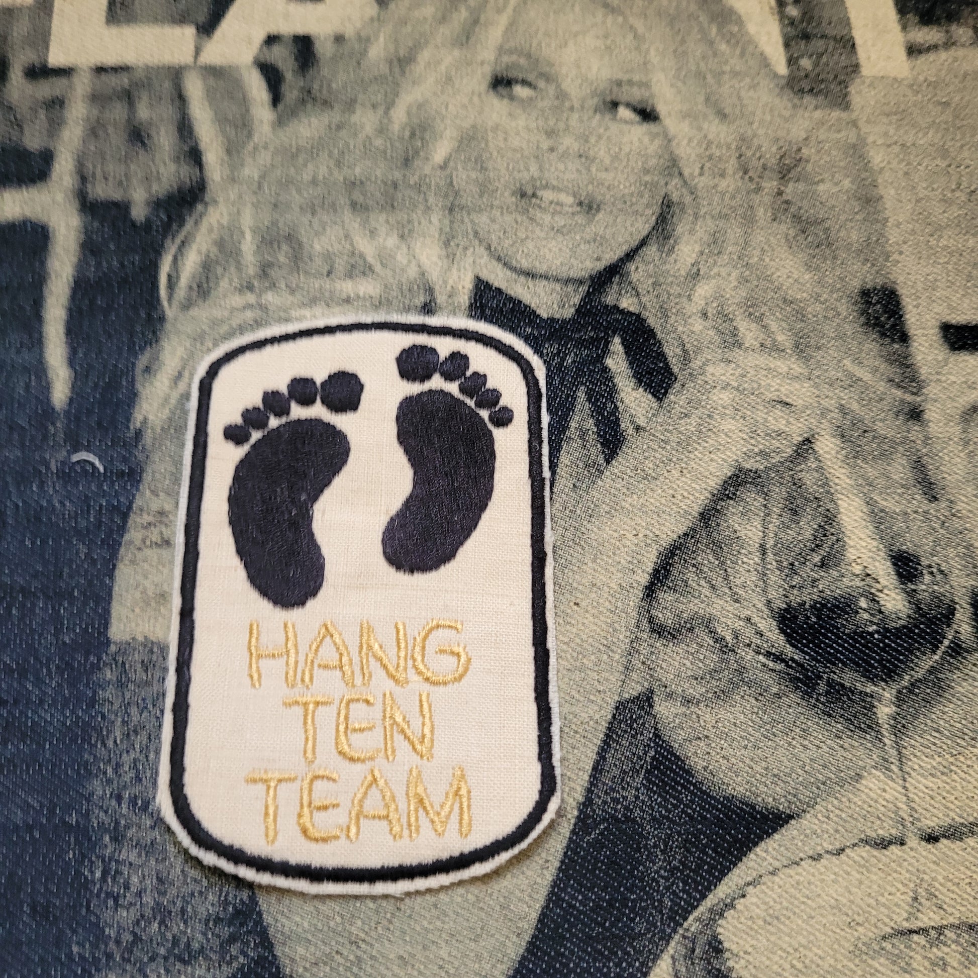 Patch Brodé "Hang ten" EN VIEUX TISSU COTON - PUNK & COTON