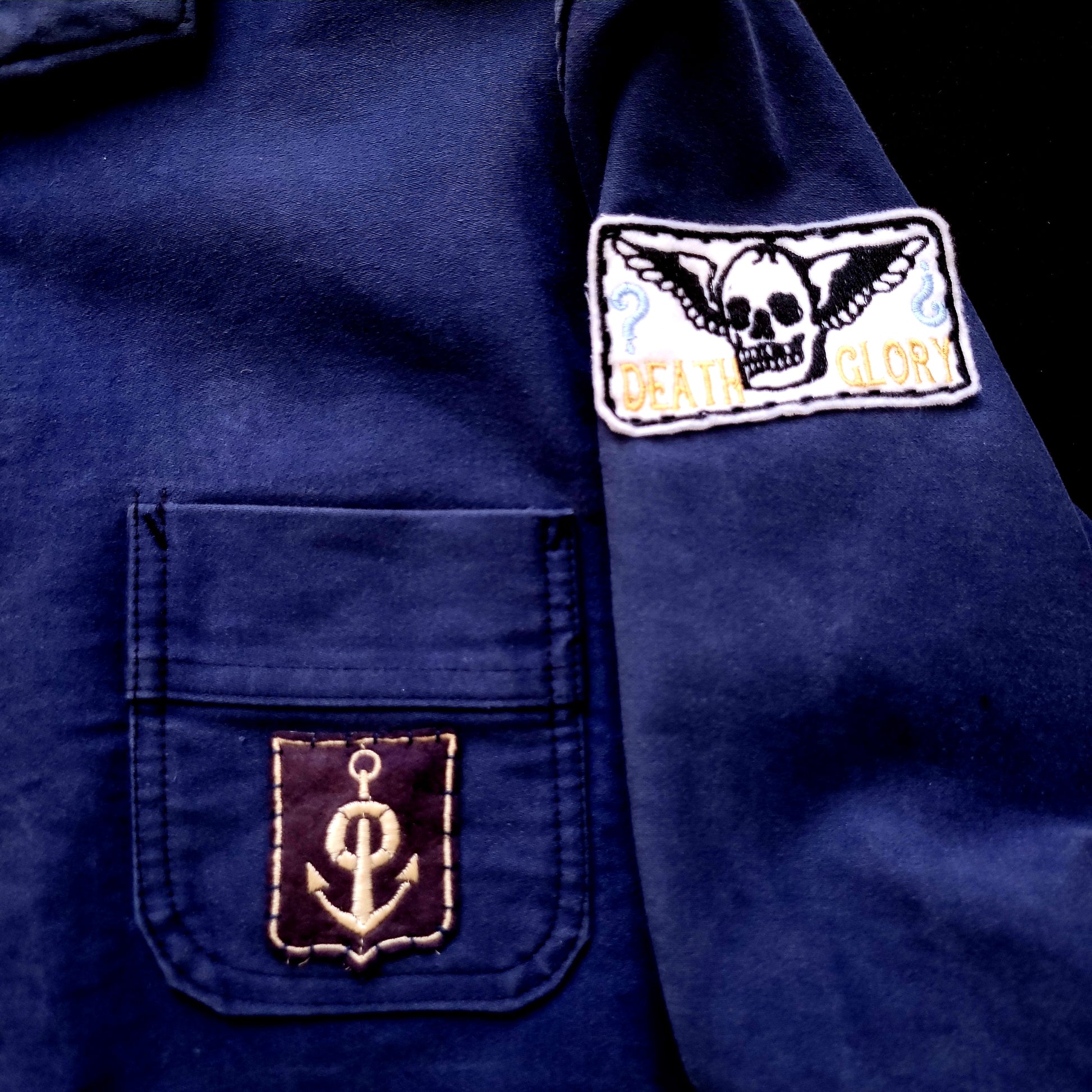 Deadstock french 50's moleskin fatigue vest hand embroidered by hand - PUNK & COTON