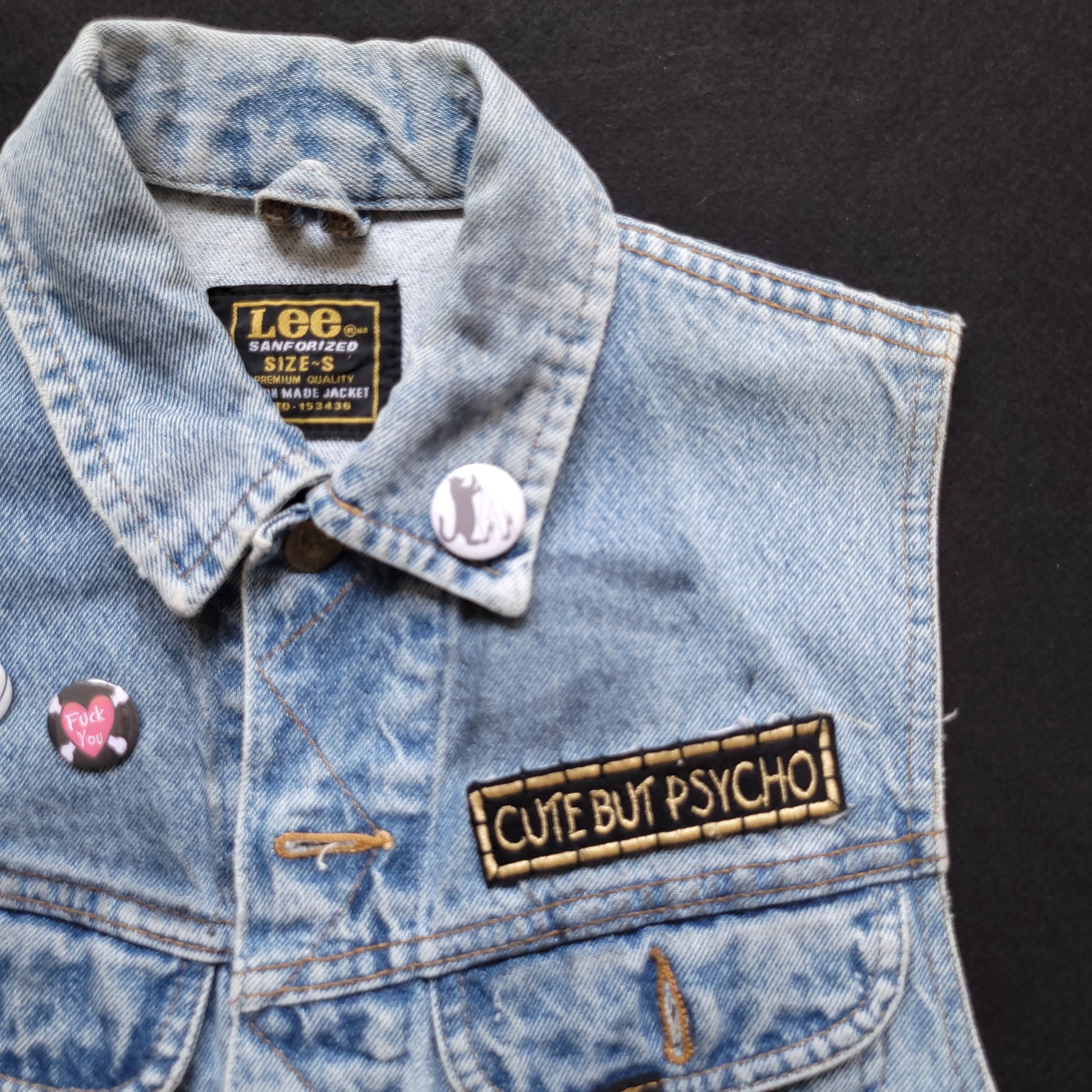 Vintage girl Lee Riders Handpainted jacket, veste femme Lee Riders peinte à la main - PUNK & COTON